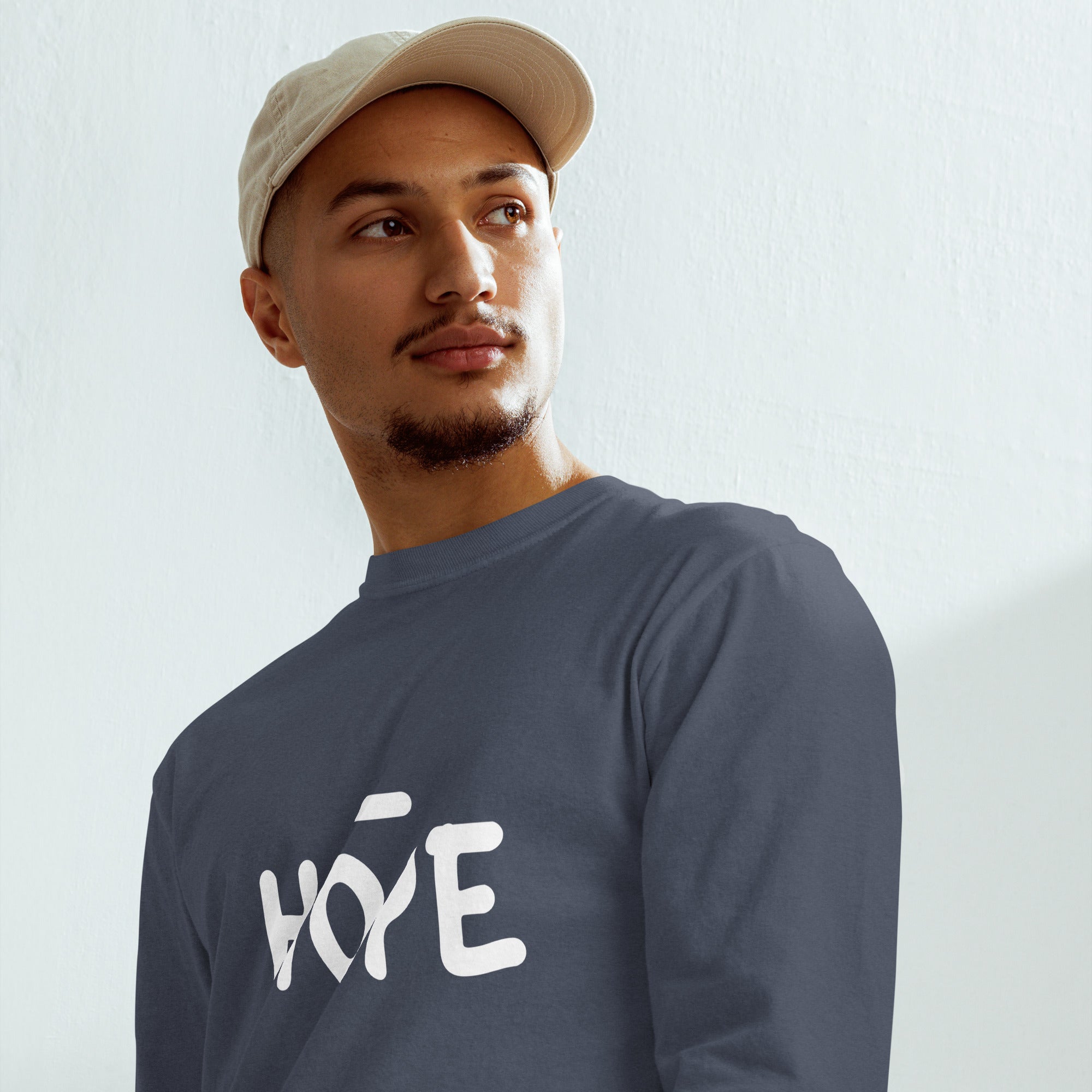 Unisex Garment-dyed heavyweight long-sleeve shirt | Hope long-sleeve shirt AwRans Clothing unisex-garment-dyed-heavyweight-long-sleeve-shirt-navy-front-67eaade52987e