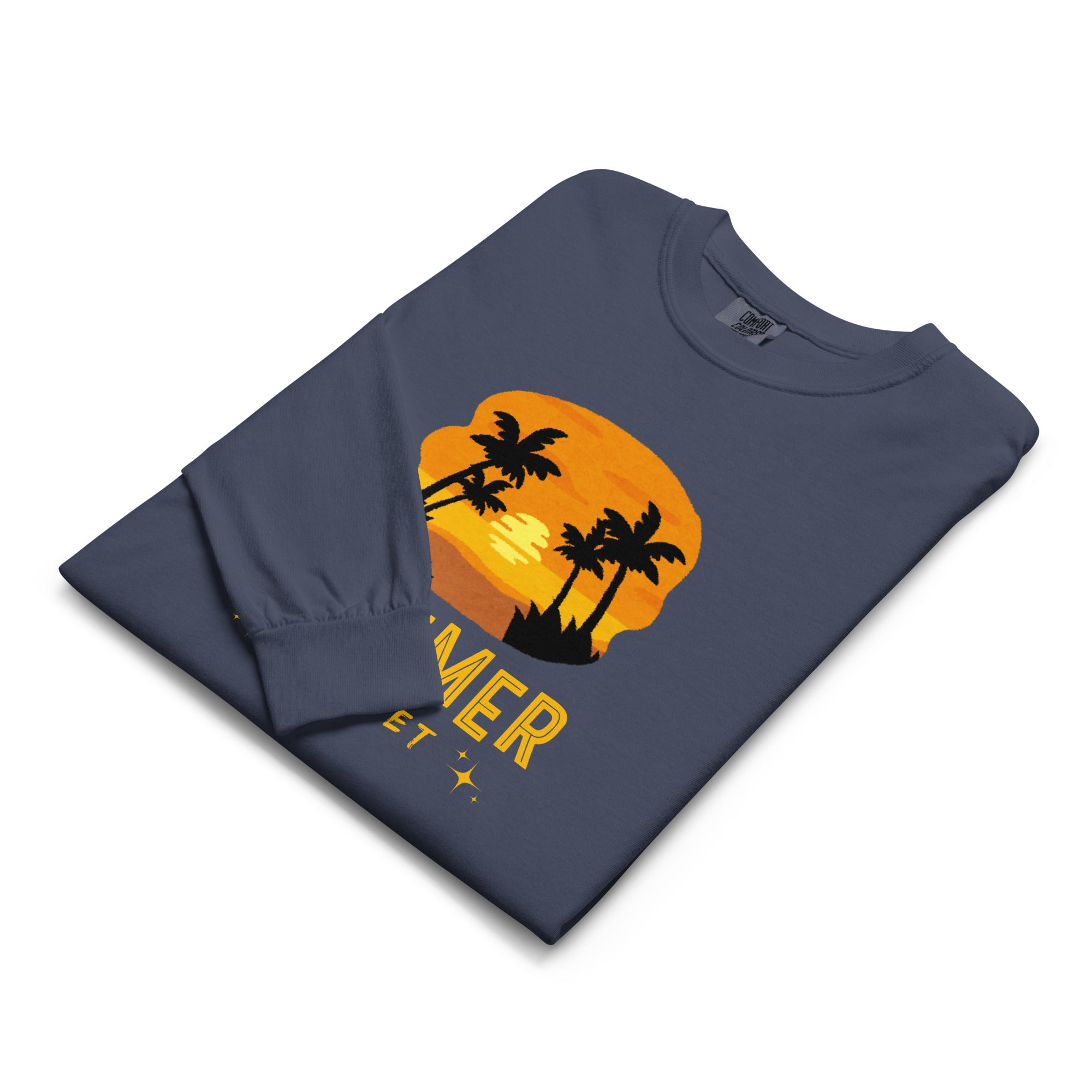 Unisex Garment-dyed heavyweight long-sleeve shirt | Summer Sunset long-sleeve shirt AwRans Clothing unisex-garment-dyed-heavyweight-long-sleeve-shirt-navy-front-67eaae922011a
