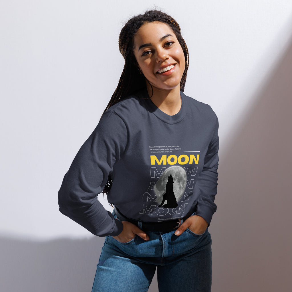 Unisex Garment-dyed heavyweight long-sleeve shirt | Moon long-sleeve shirt AwRans Clothing unisex-garment-dyed-heavyweight-long-sleeve-shirt-navy-front-67eaaf411f65b