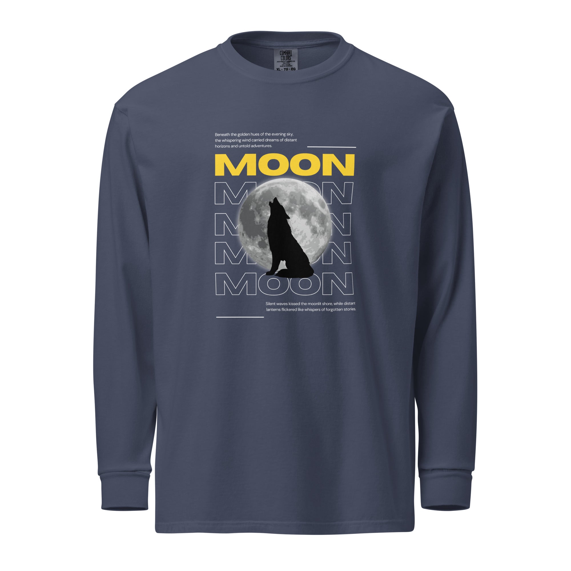 Unisex Garment-dyed heavyweight long-sleeve shirt | Moon long-sleeve shirt AwRans Clothing unisex-garment-dyed-heavyweight-long-sleeve-shirt-navy-front-67eaaf41235ac