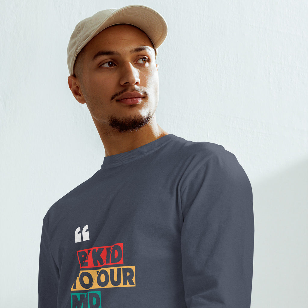Unisex Garment-dyed heavyweight long-sleeve shirt | Be Kind To Your Mind long-sleeve shirt AwRans Clothing unisex-garment-dyed-heavyweight-long-sleeve-shirt-navy-front-67eaaff169dff