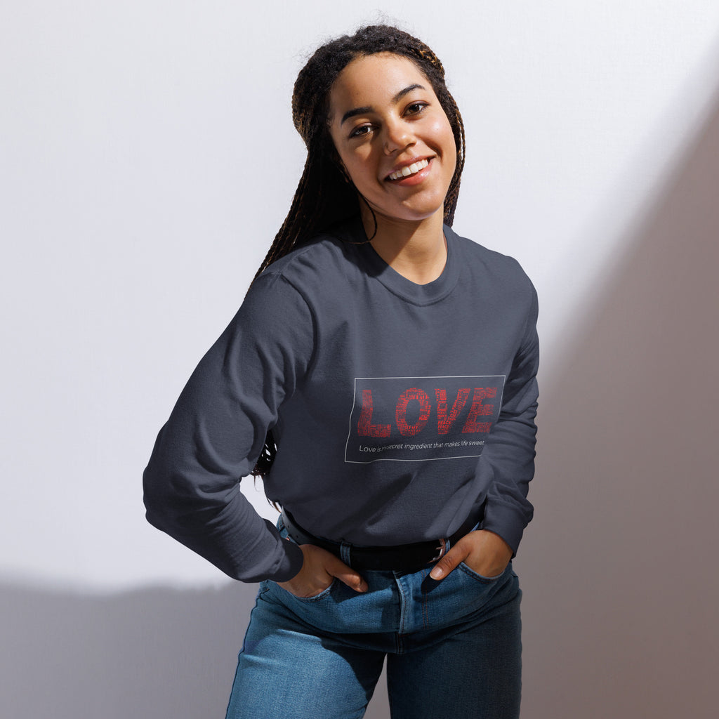 Unisex Garment-dyed heavyweight long-sleeve shirt | Love long-sleeve shirt AwRans Clothing unisex-garment-dyed-heavyweight-long-sleeve-shirt-navy-front-67eab20c7ef13