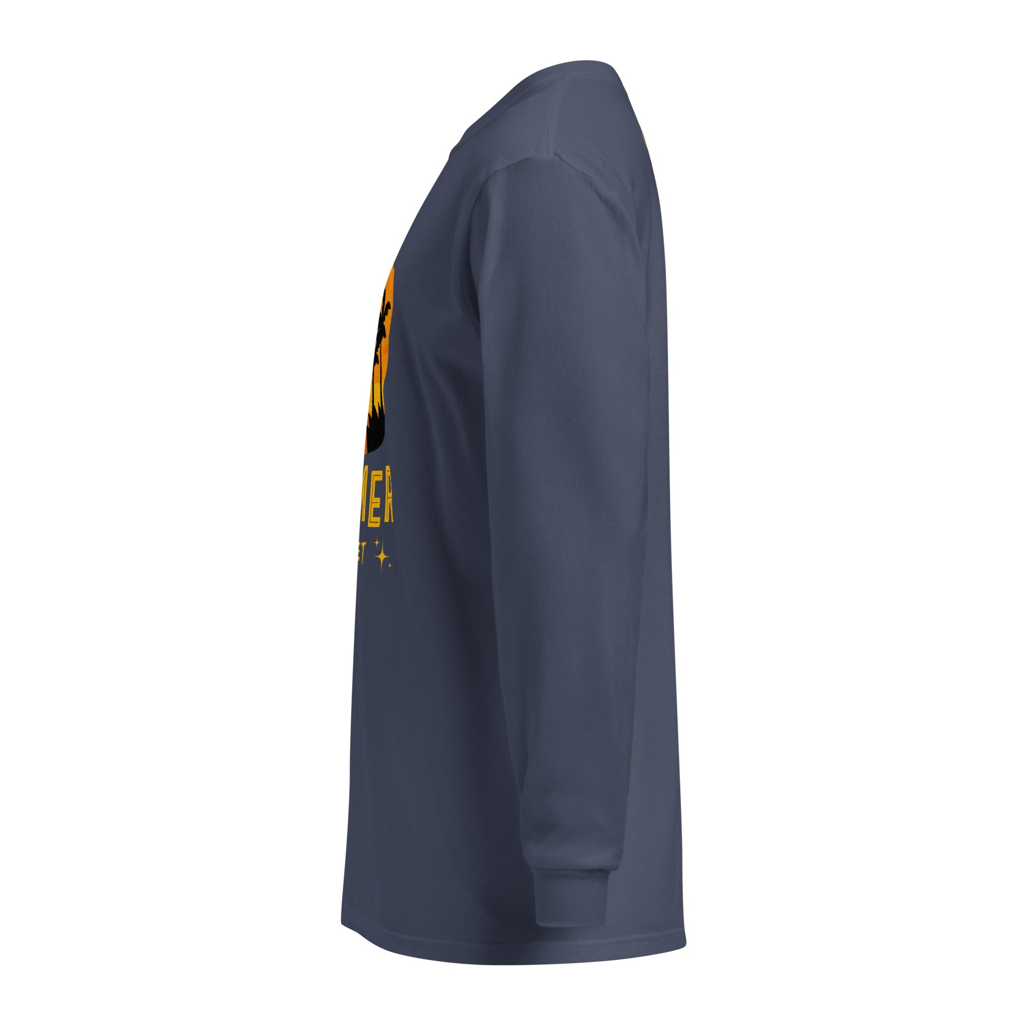 Unisex Garment-dyed heavyweight long-sleeve shirt | Summer Sunset long-sleeve shirt AwRans Clothing unisex-garment-dyed-heavyweight-long-sleeve-shirt-navy-left-67eaae9223af9