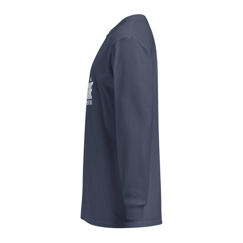 Unisex Garment-dyed heavyweight long-sleeve shirt | Create Your Sunshine long-sleeve shirt AwRans Clothing unisex-garment-dyed-heavyweight-long-sleeve-shirt-navy-left-67eab7736525a