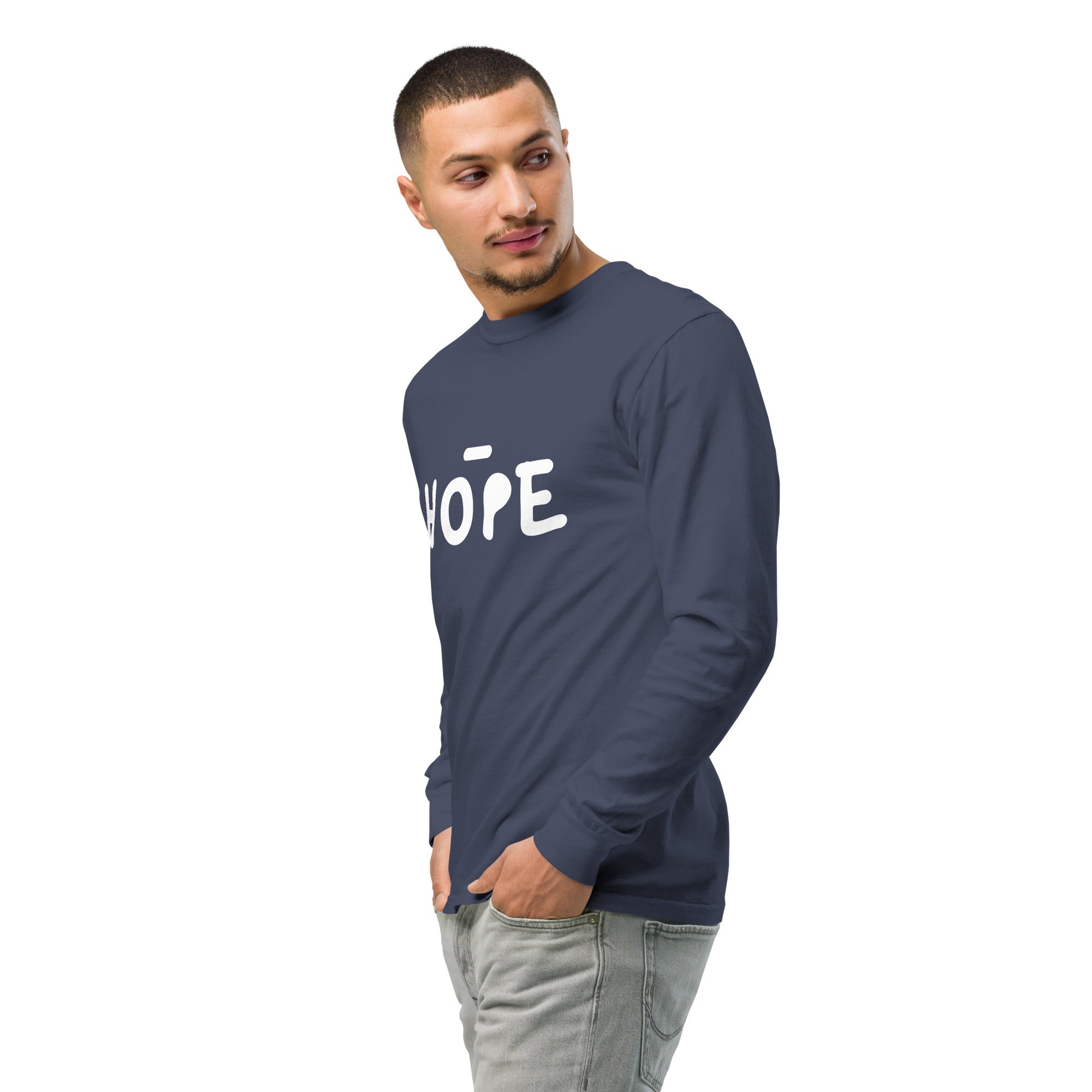 Unisex Garment-dyed heavyweight long-sleeve shirt | Hope long-sleeve shirt AwRans Clothing unisex-garment-dyed-heavyweight-long-sleeve-shirt-navy-left-front-2-67eaade528889
