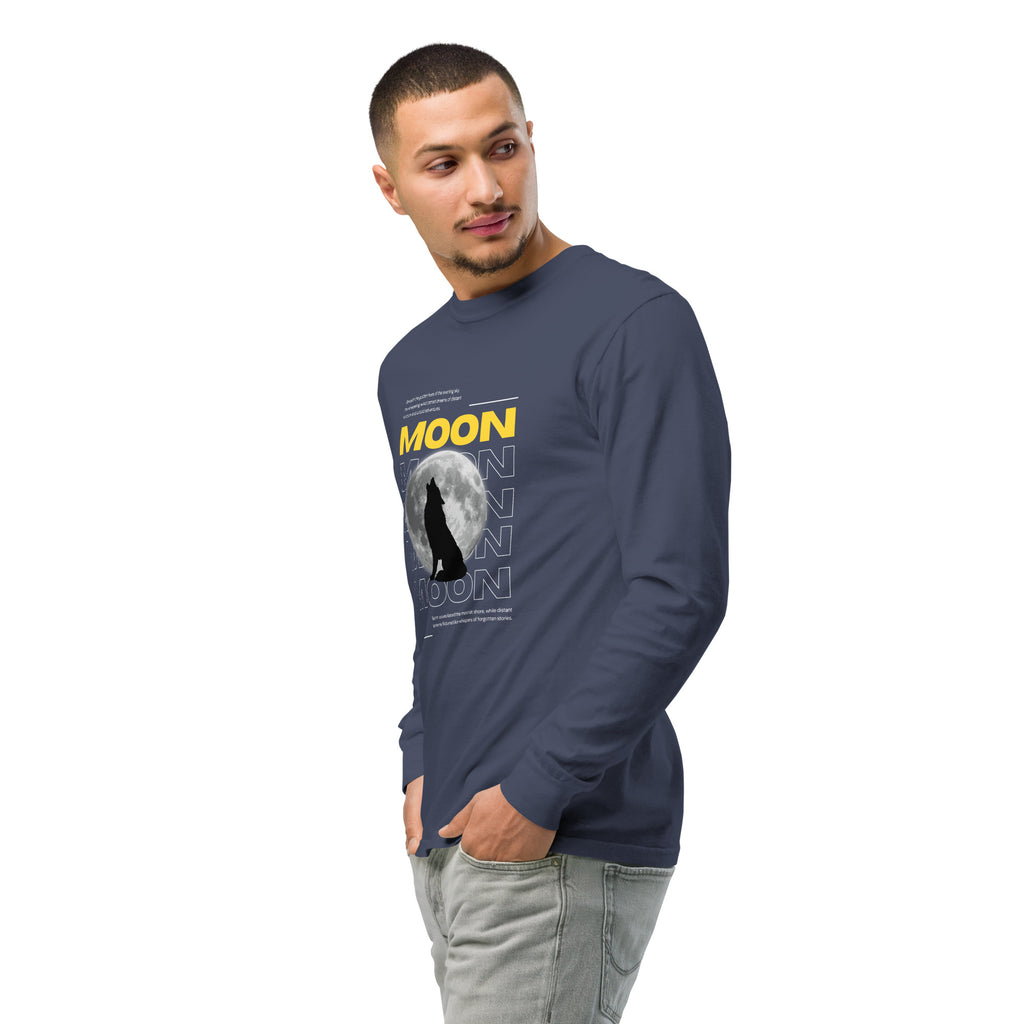 Unisex Garment-dyed heavyweight long-sleeve shirt | Moon long-sleeve shirt AwRans Clothing unisex-garment-dyed-heavyweight-long-sleeve-shirt-navy-left-front-2-67eaaf411dbc4