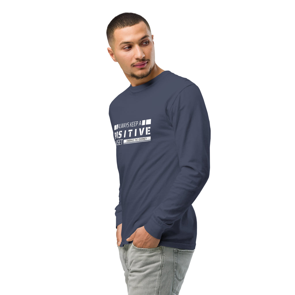 Unisex Garment-dyed heavyweight long-sleeve shirt | Always Keep A Positive Mindset long-sleeve shirt AwRans Clothing unisex-garment-dyed-heavyweight-long-sleeve-shirt-navy-left-front-2-67eab2c308842