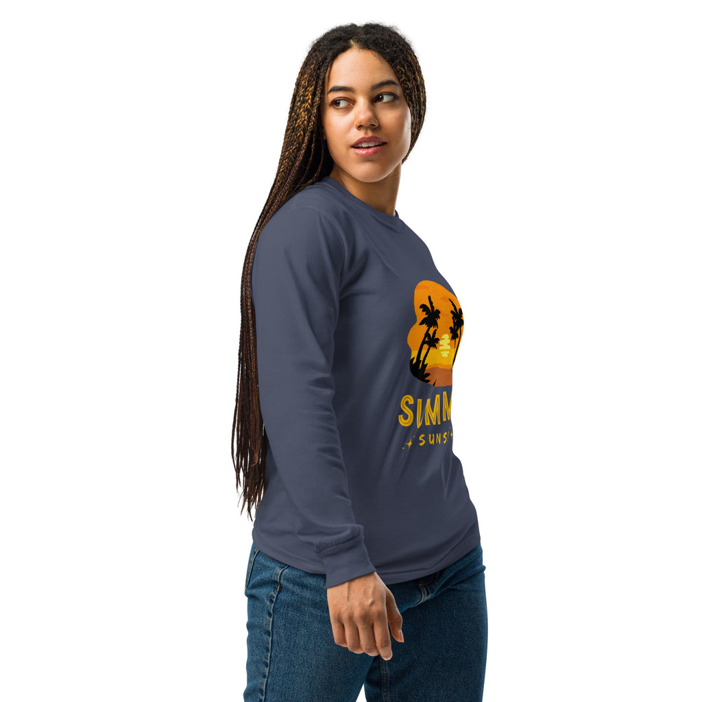 Unisex Garment-dyed heavyweight long-sleeve shirt | Summer Sunset long-sleeve shirt AwRans Clothing unisex-garment-dyed-heavyweight-long-sleeve-shirt-navy-right-67eaae92258e8