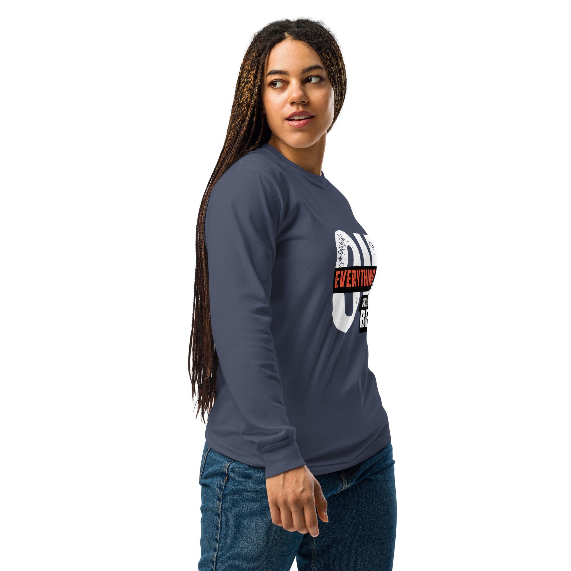 Unisex Garment-dyed heavyweight long-sleeve shirt | Everything Will Be Ok long-sleeve shirt AwRans Clothing unisex-garment-dyed-heavyweight-long-sleeve-shirt-navy-right-67eab378cedb1