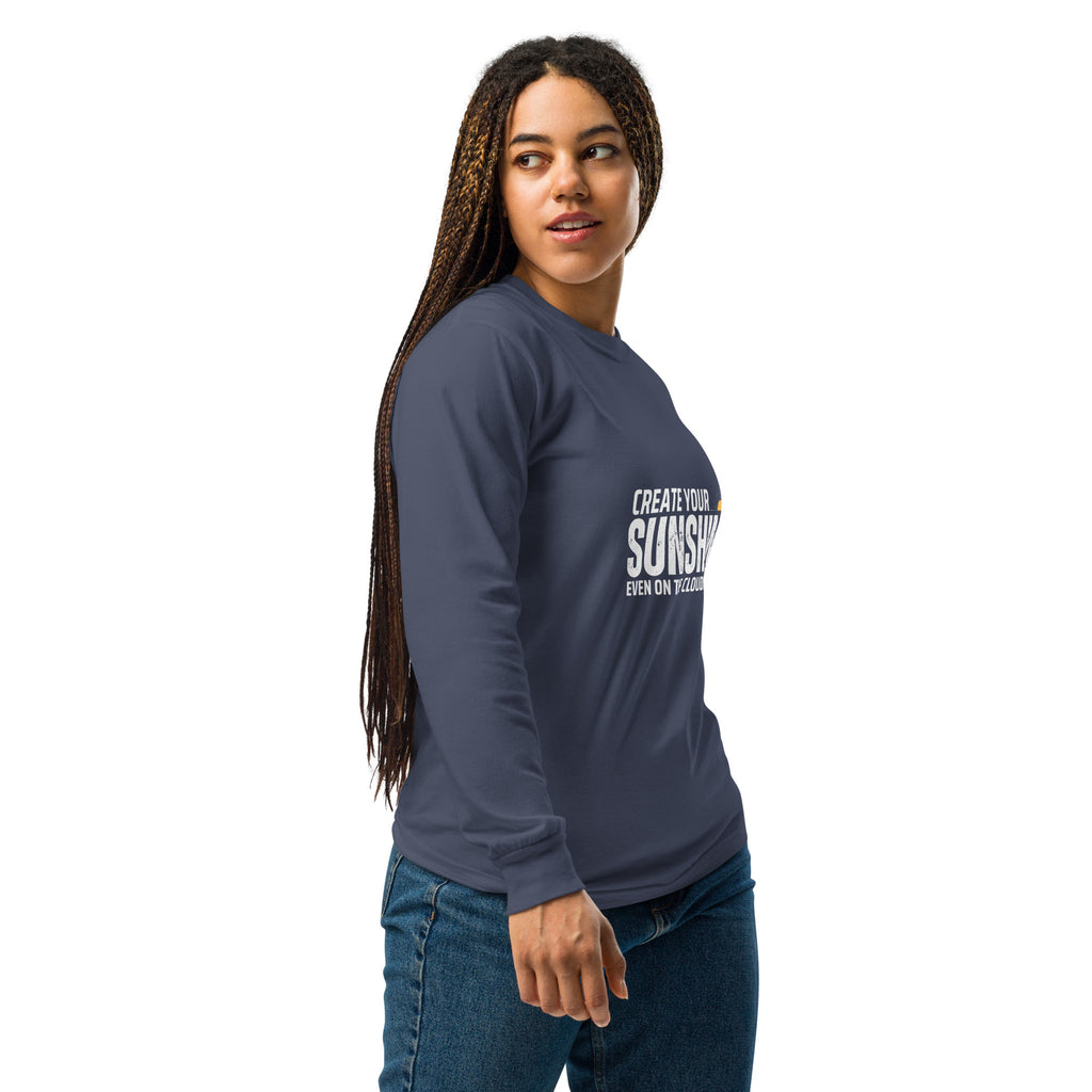 Unisex Garment-dyed heavyweight long-sleeve shirt | Create Your Sunshine long-sleeve shirt AwRans Clothing unisex-garment-dyed-heavyweight-long-sleeve-shirt-navy-right-67eab773665a2