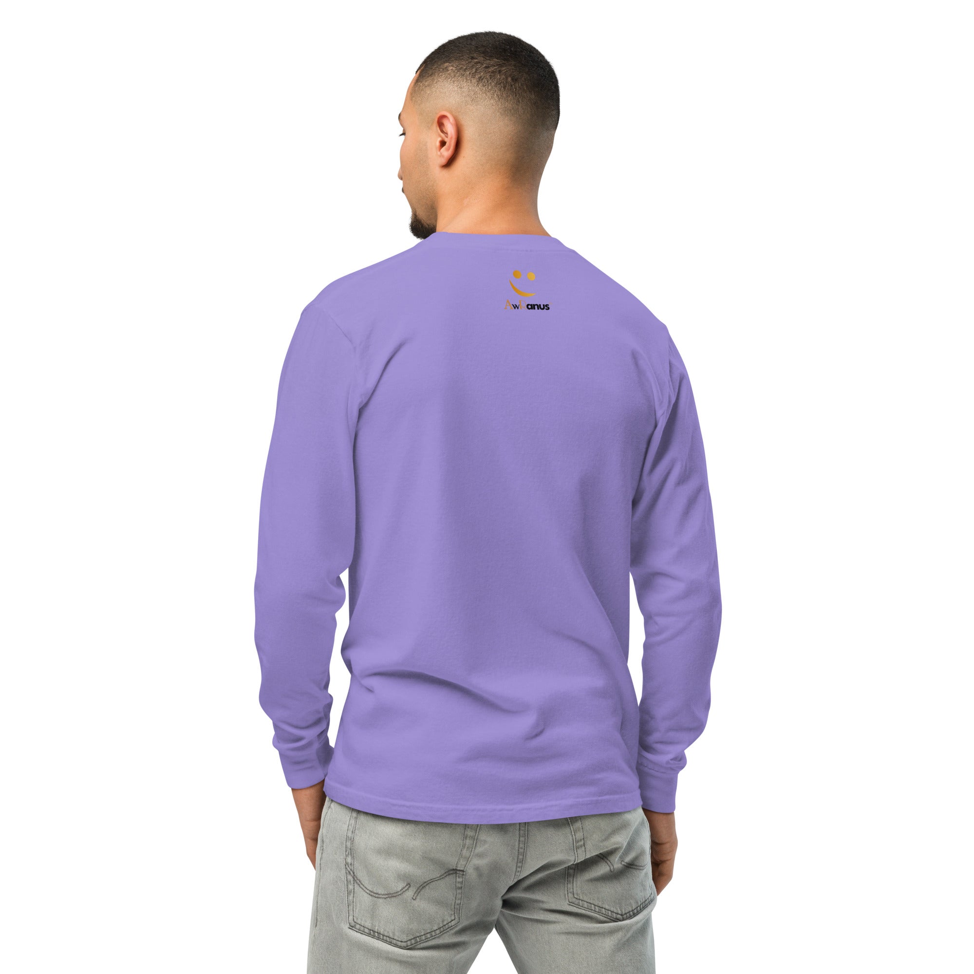 Unisex Garment-dyed heavyweight long-sleeve shirt | Hope long-sleeve shirt AwRans Clothing unisex-garment-dyed-heavyweight-long-sleeve-shirt-violet-back-67eaade558a6c