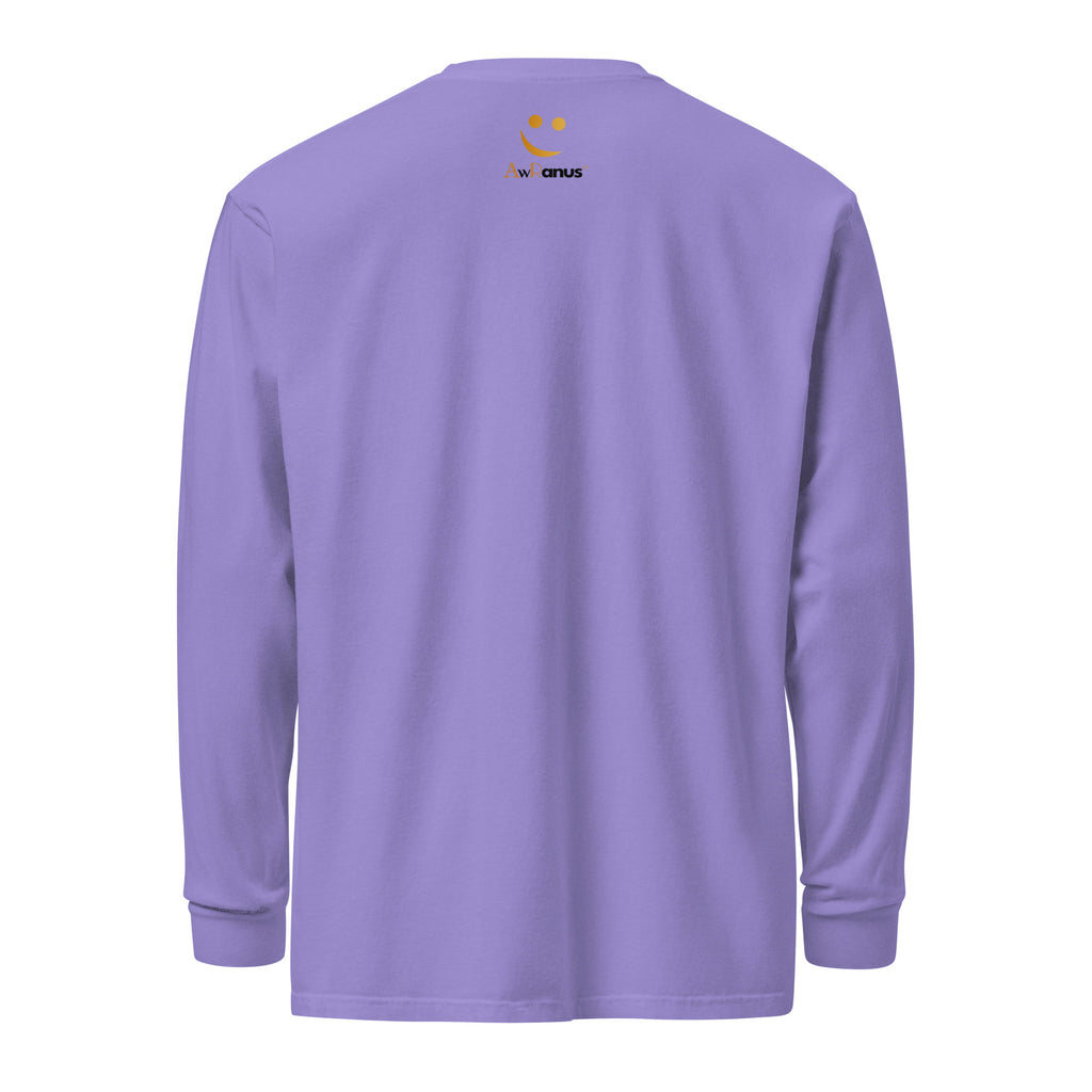Unisex Garment-dyed heavyweight long-sleeve shirt | Be Kind To Your Mind long-sleeve shirt AwRans Clothing unisex-garment-dyed-heavyweight-long-sleeve-shirt-violet-back-67eaaff1976d2