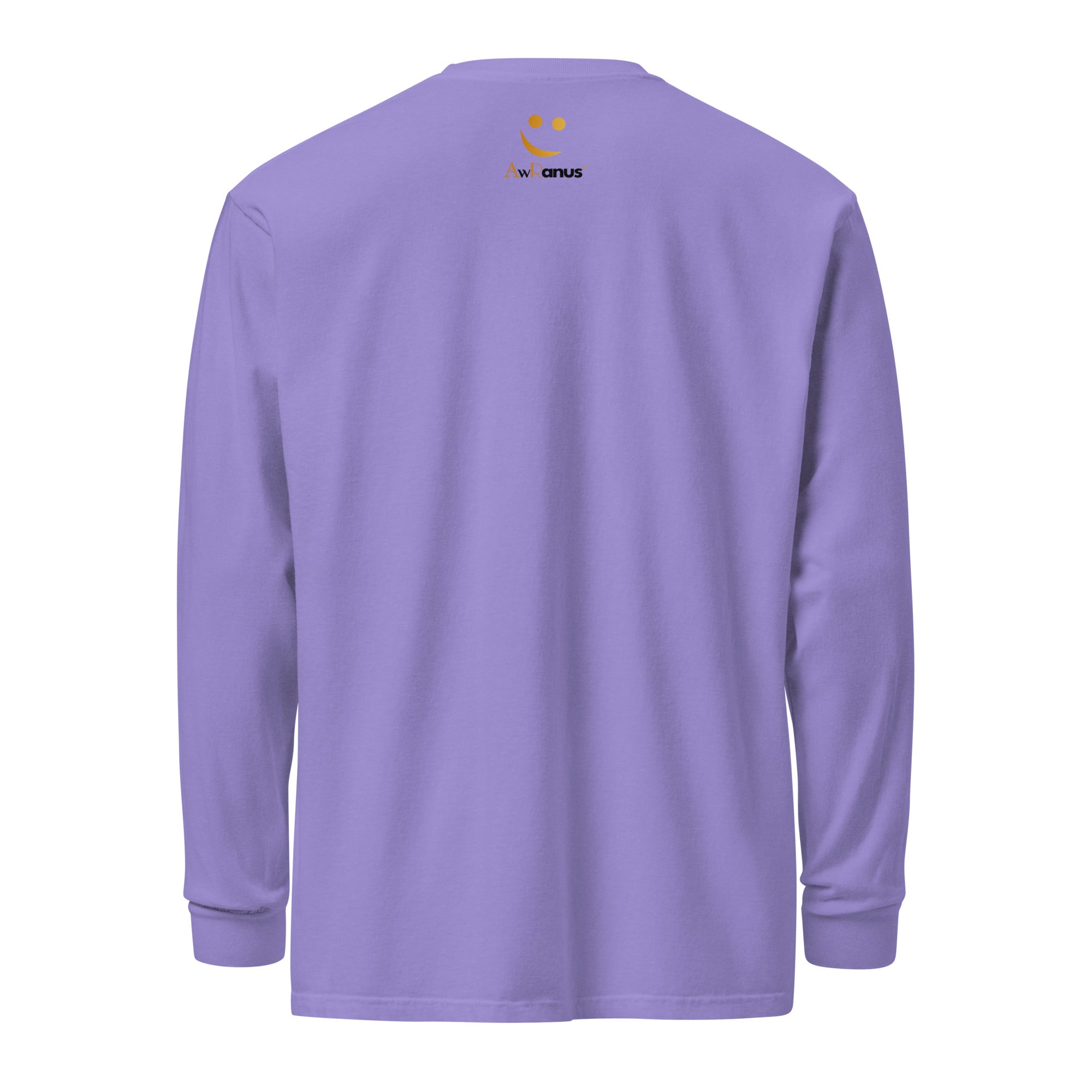 Unisex Garment-dyed heavyweight long-sleeve shirt | Always Never Give Up Stay Strong long-sleeve shirt AwRans Clothing unisex-garment-dyed-heavyweight-long-sleeve-shirt-violet-back-67eab0a400b1b