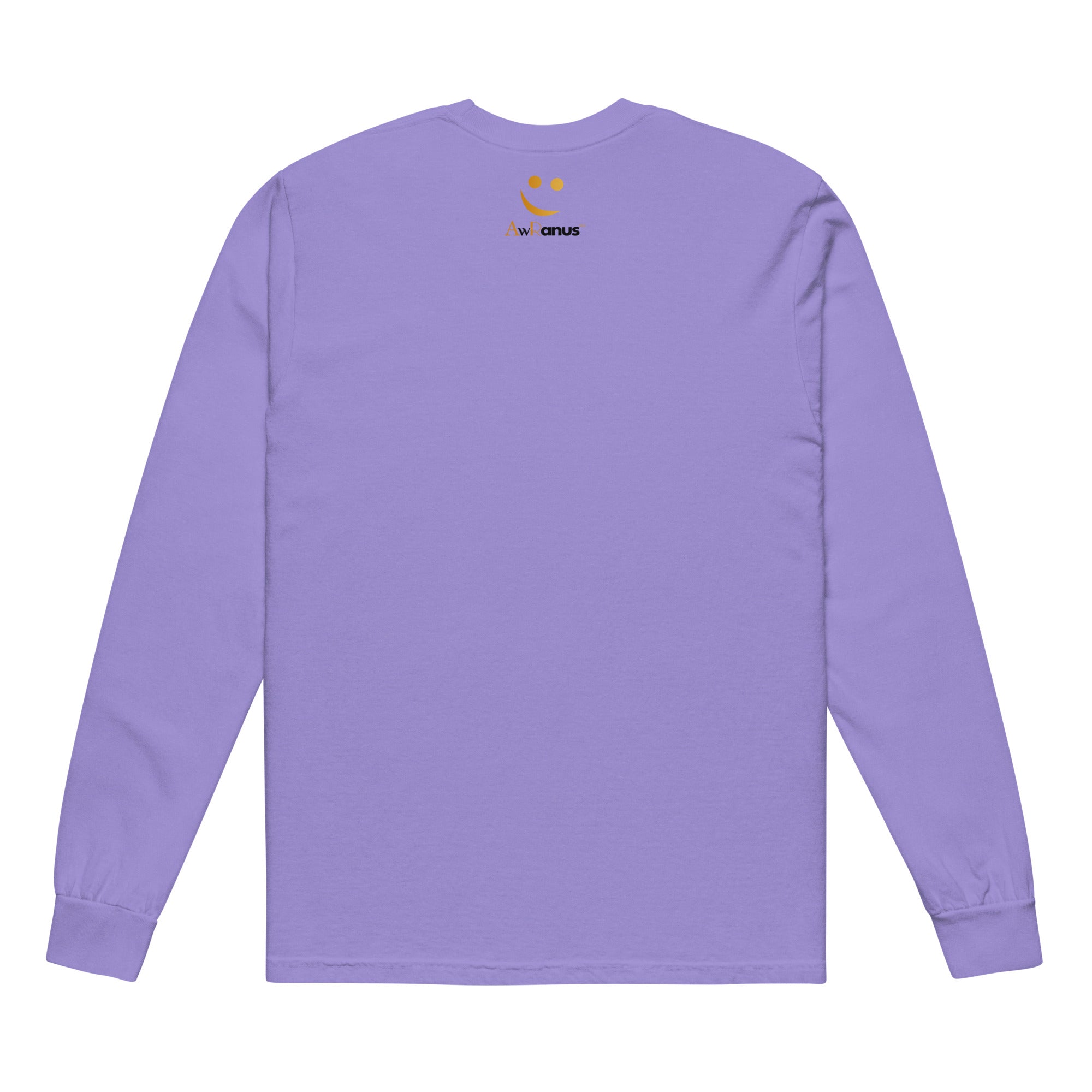 Unisex Garment-dyed heavyweight long-sleeve shirt | Always Never Give Up Stay Strong long-sleeve shirt AwRans Clothing unisex-garment-dyed-heavyweight-long-sleeve-shirt-violet-back-67eab0a422448