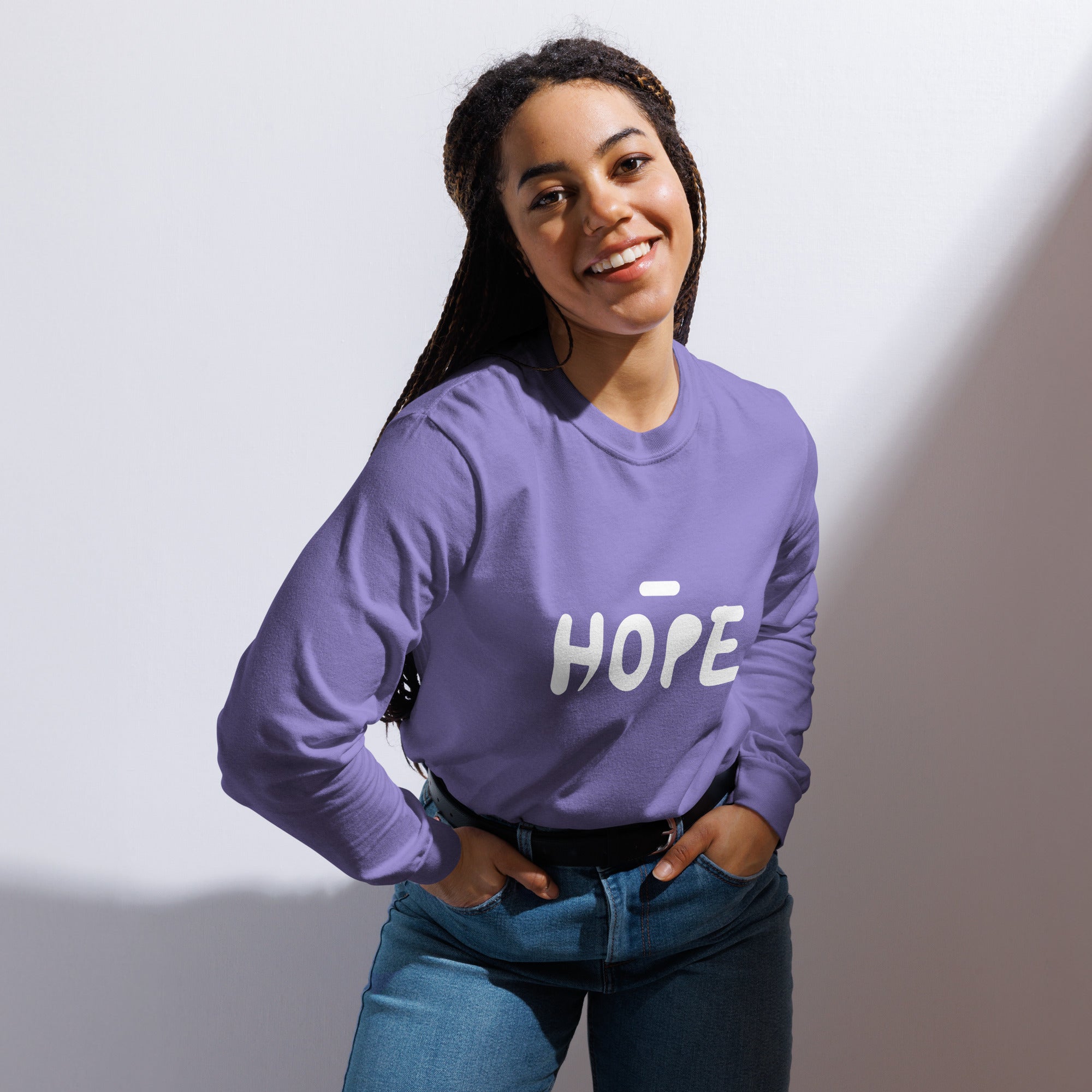 Unisex Garment-dyed heavyweight long-sleeve shirt | Hope long-sleeve shirt AwRans Clothing unisex-garment-dyed-heavyweight-long-sleeve-shirt-violet-front-67eaade55581c