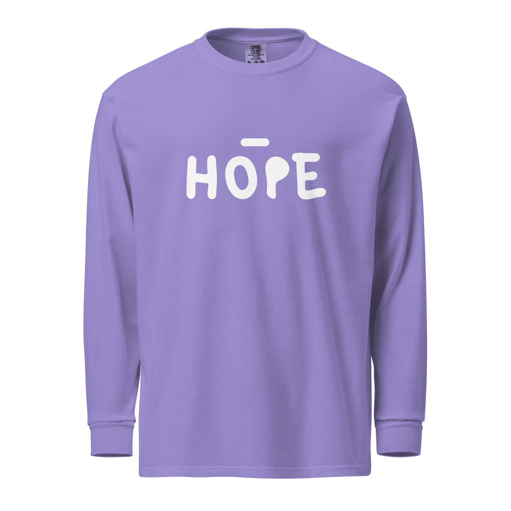 Unisex Garment-dyed heavyweight long-sleeve shirt | Hope long-sleeve shirt AwRans Clothing unisex-garment-dyed-heavyweight-long-sleeve-shirt-violet-front-67eaade562945