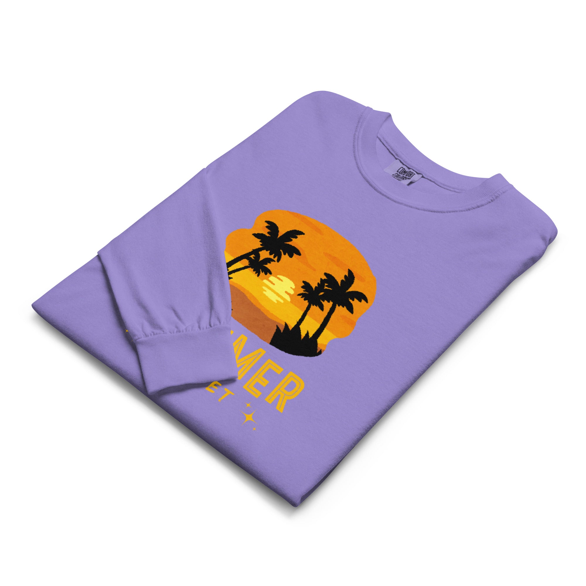Unisex Garment-dyed heavyweight long-sleeve shirt | Summer Sunset long-sleeve shirt AwRans Clothing unisex-garment-dyed-heavyweight-long-sleeve-shirt-violet-front-67eaae924ecb3
