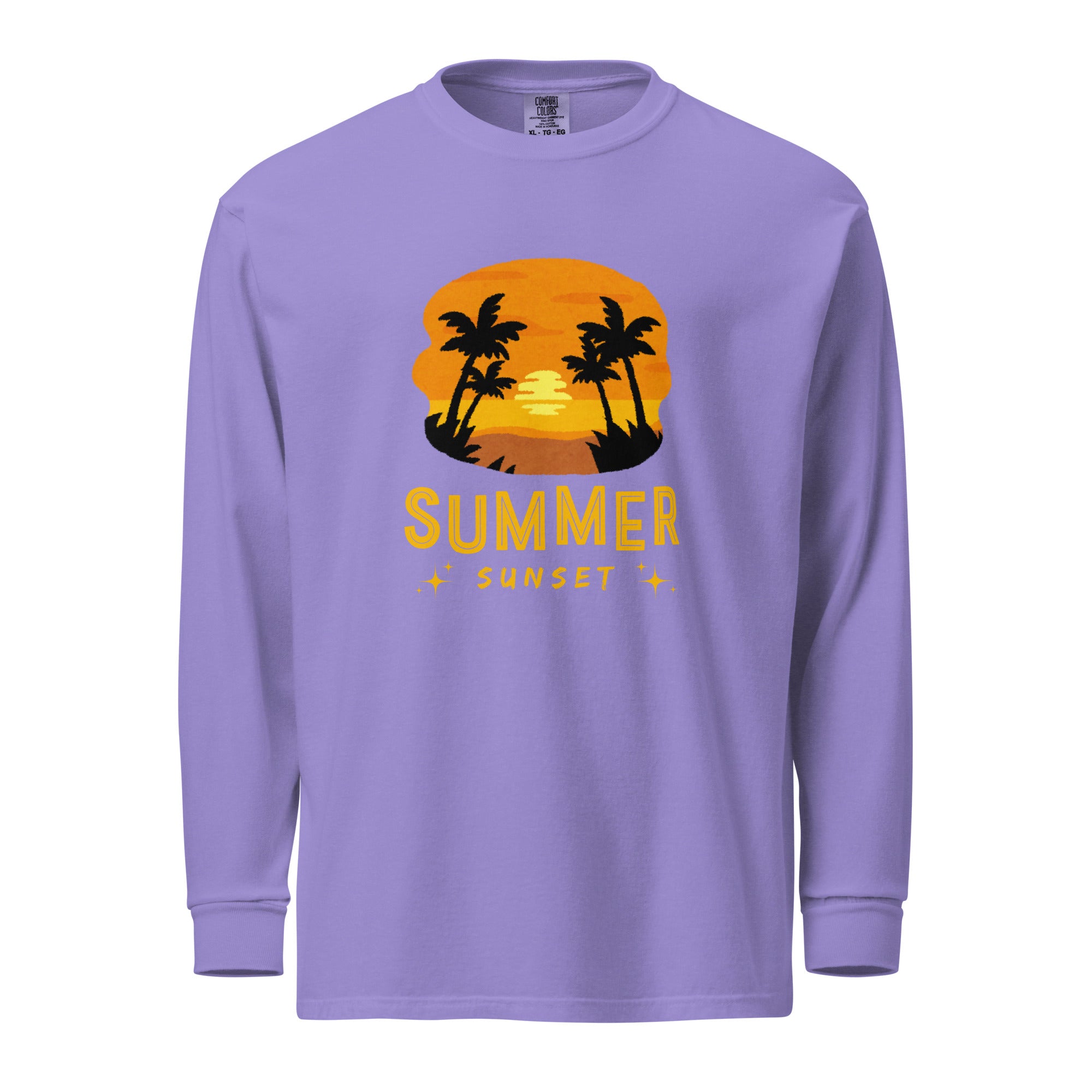 Unisex Garment-dyed heavyweight long-sleeve shirt | Summer Sunset long-sleeve shirt AwRans Clothing unisex-garment-dyed-heavyweight-long-sleeve-shirt-violet-front-67eaae925c4b9