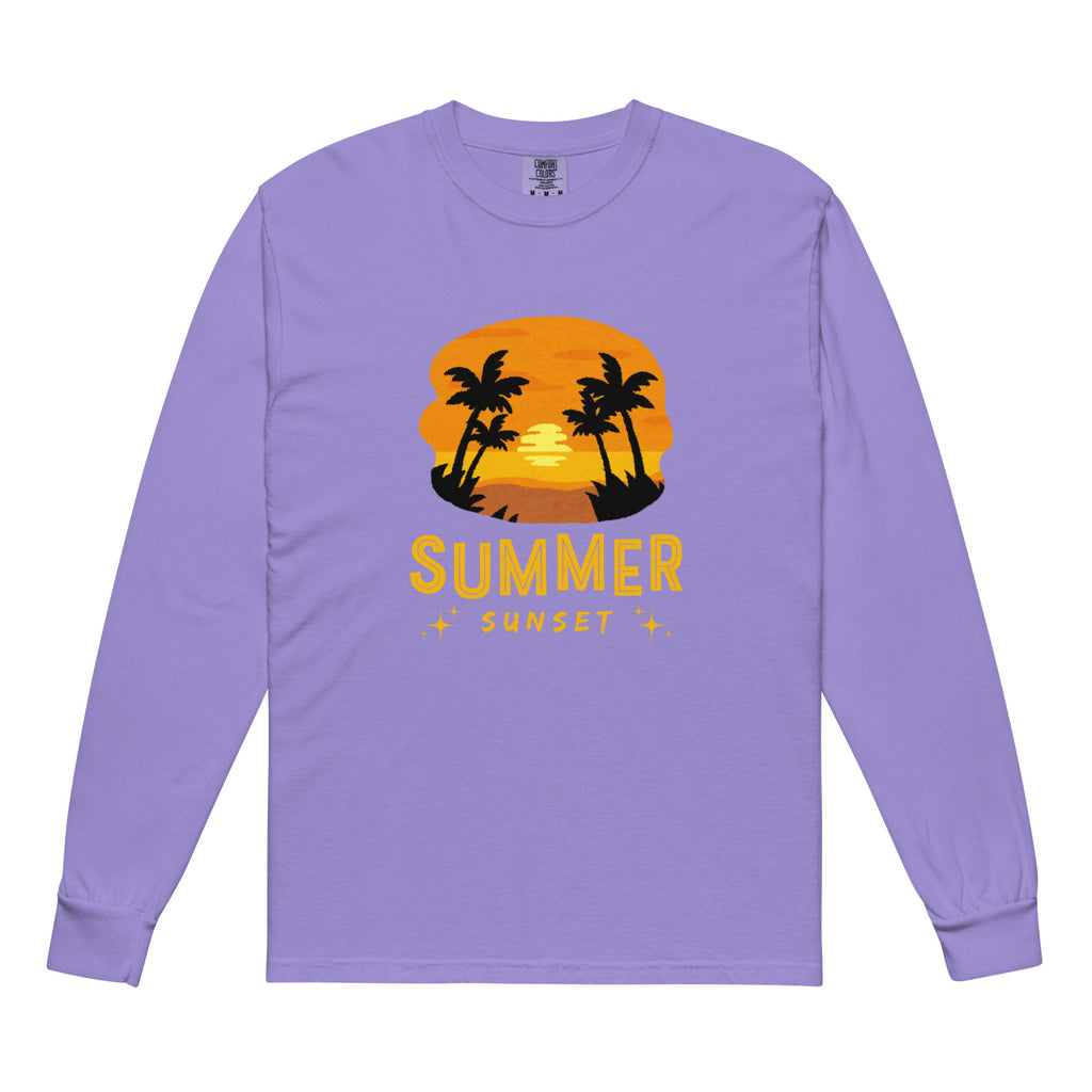 Unisex Garment-dyed heavyweight long-sleeve shirt | Summer Sunset long-sleeve shirt AwRans Clothing unisex-garment-dyed-heavyweight-long-sleeve-shirt-violet-front-67eaae927a816