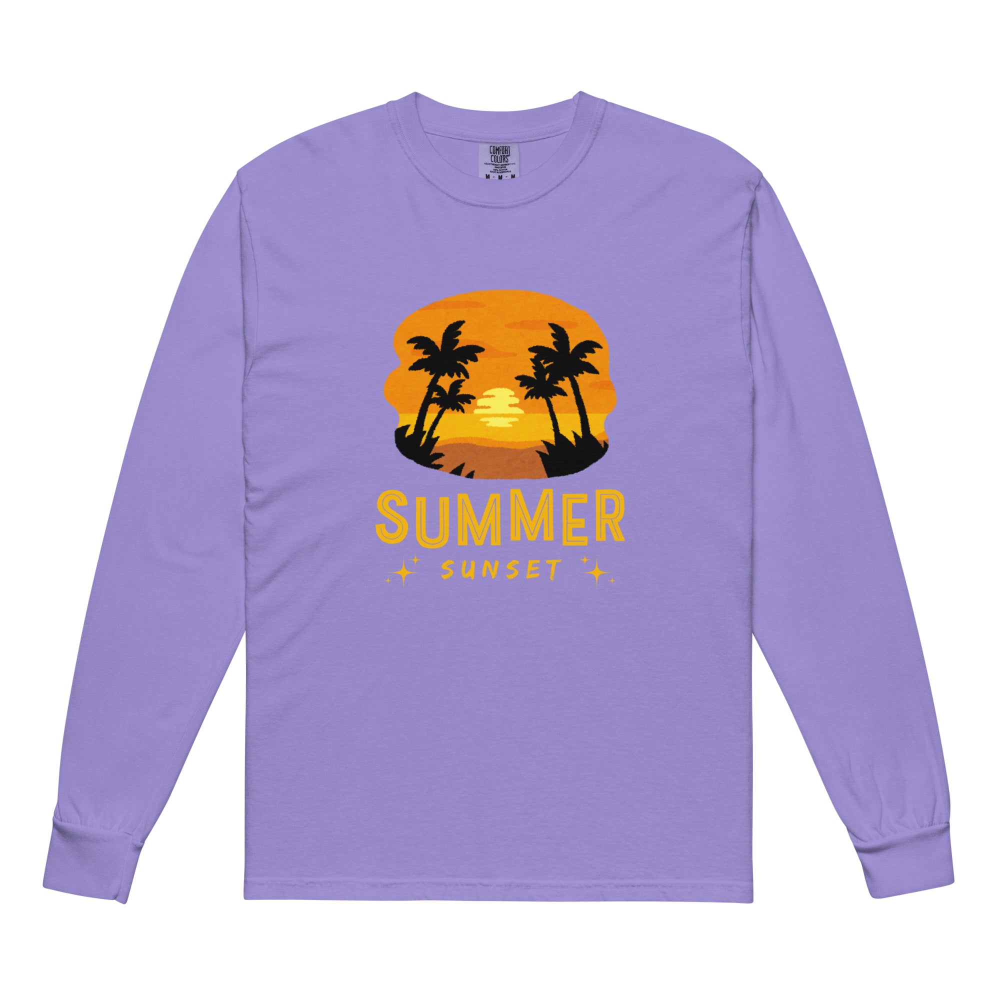 Unisex Garment-dyed heavyweight long-sleeve shirt | Summer Sunset long-sleeve shirt AwRans Clothing unisex-garment-dyed-heavyweight-long-sleeve-shirt-violet-front-67eaae927a816