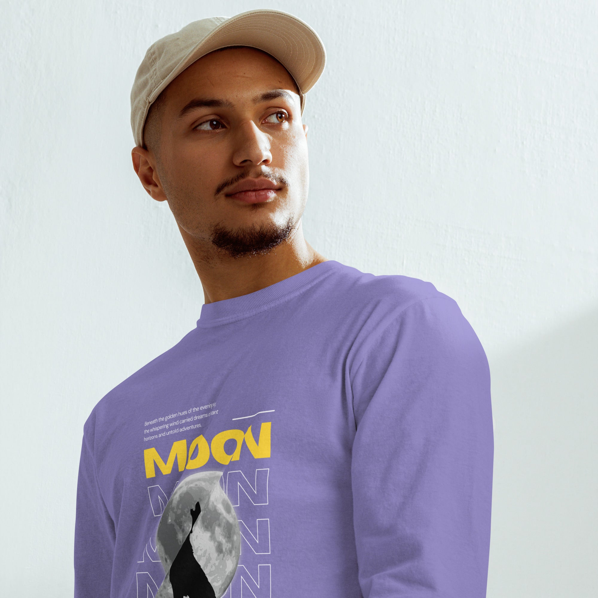 Unisex Garment-dyed heavyweight long-sleeve shirt | Moon long-sleeve shirt AwRans Clothing unisex-garment-dyed-heavyweight-long-sleeve-shirt-violet-front-67eaaf4148fd4