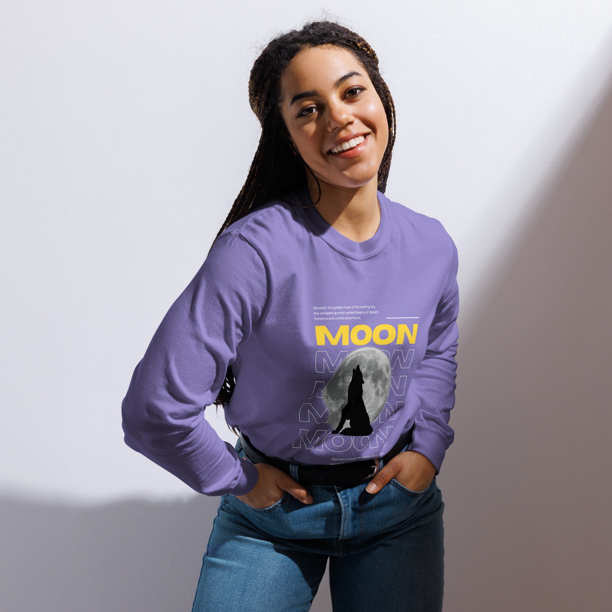 Unisex Garment-dyed heavyweight long-sleeve shirt | Moon long-sleeve shirt AwRans Clothing unisex-garment-dyed-heavyweight-long-sleeve-shirt-violet-front-67eaaf414a1b5