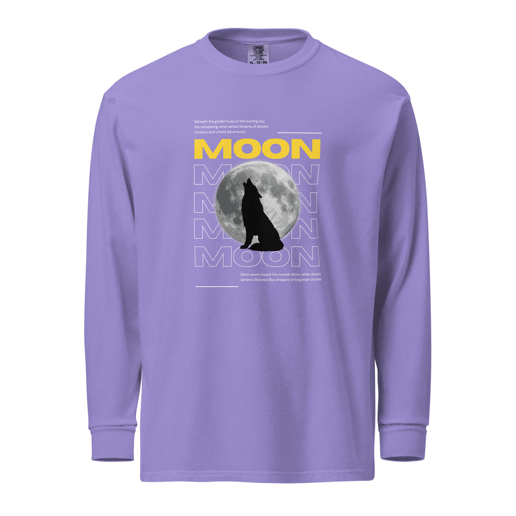 Unisex Garment-dyed heavyweight long-sleeve shirt | Moon long-sleeve shirt AwRans Clothing unisex-garment-dyed-heavyweight-long-sleeve-shirt-violet-front-67eaaf415415b