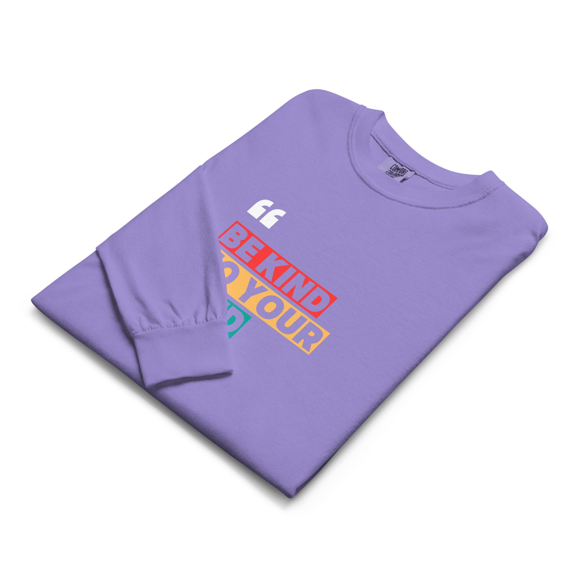 Unisex Garment-dyed heavyweight long-sleeve shirt | Be Kind To Your Mind long-sleeve shirt AwRans Clothing unisex-garment-dyed-heavyweight-long-sleeve-shirt-violet-front-67eaaff18f521