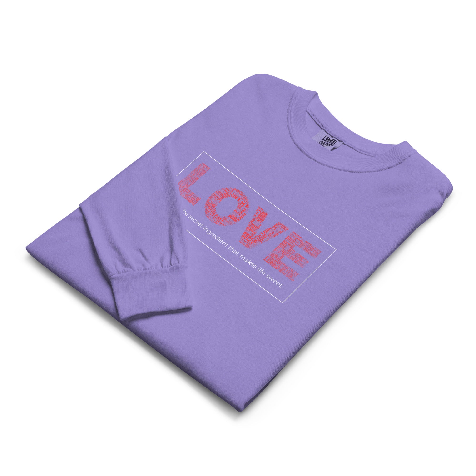 Unisex Garment-dyed heavyweight long-sleeve shirt | Love long-sleeve shirt AwRans Clothing unisex-garment-dyed-heavyweight-long-sleeve-shirt-violet-front-67eab20ca842f