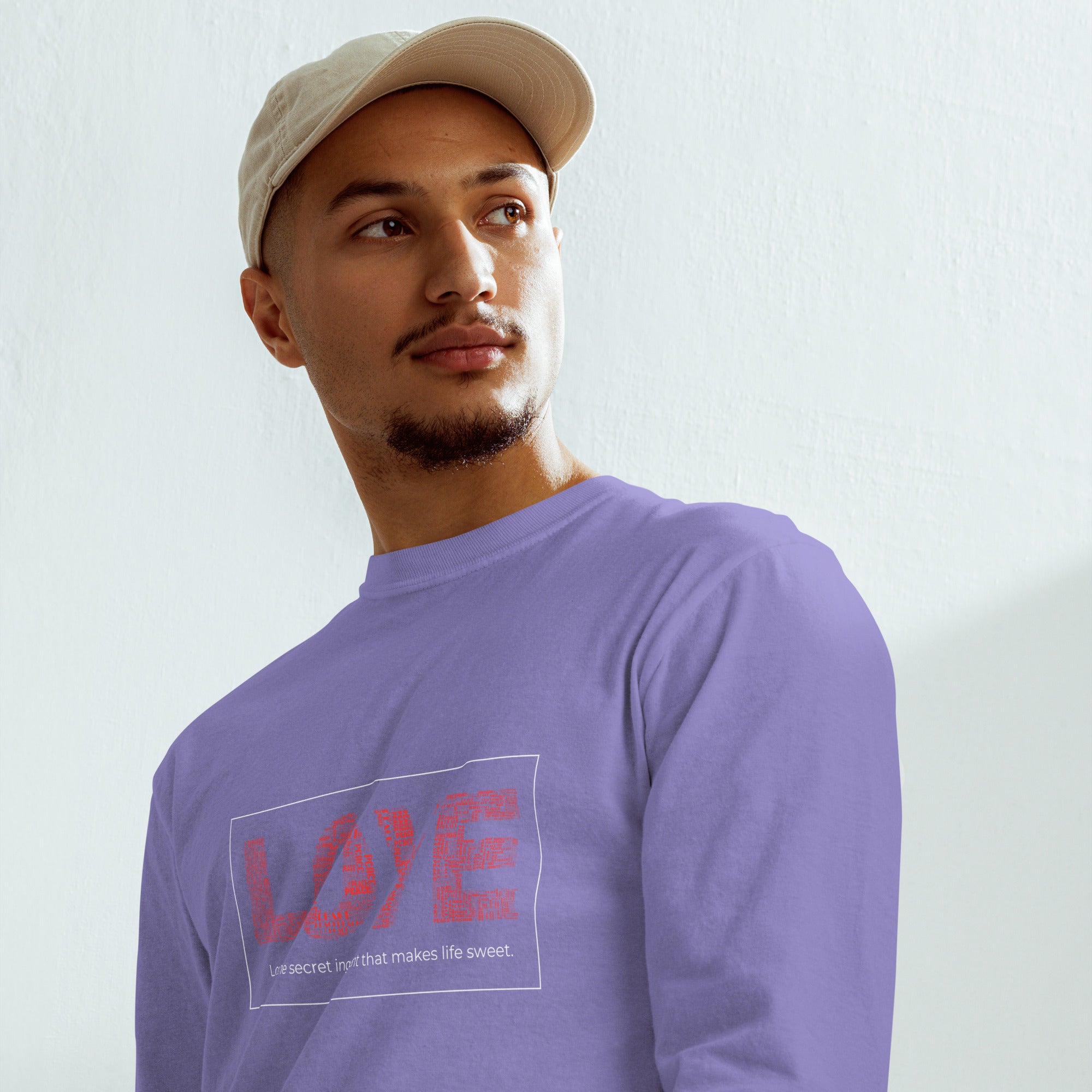 Unisex Garment-dyed heavyweight long-sleeve shirt | Love long-sleeve shirt AwRans Clothing unisex-garment-dyed-heavyweight-long-sleeve-shirt-violet-front-67eab20ca9d76