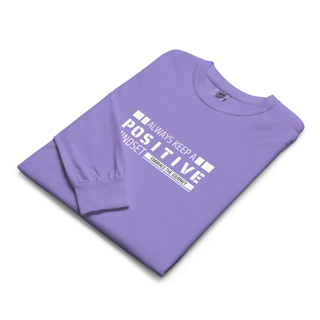 Unisex Garment-dyed heavyweight long-sleeve shirt | Always Keep A Positive Mindset long-sleeve shirt AwRans Clothing unisex-garment-dyed-heavyweight-long-sleeve-shirt-violet-front-67eab2c331167