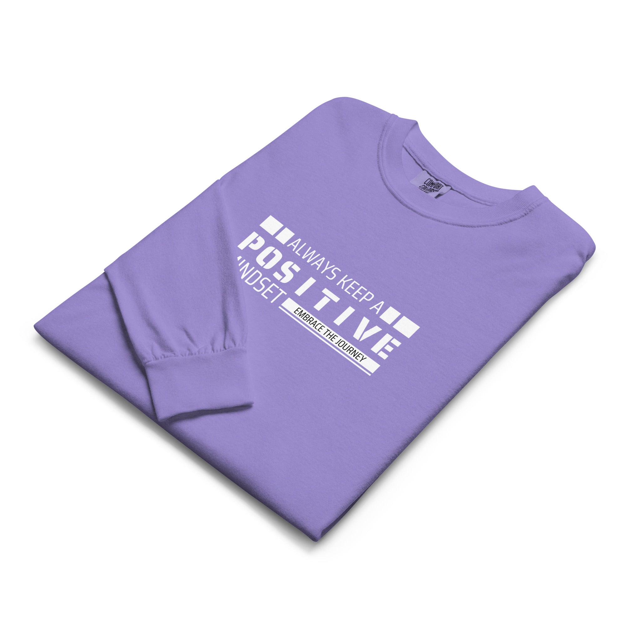 Unisex Garment-dyed heavyweight long-sleeve shirt | Always Keep A Positive Mindset long-sleeve shirt AwRans Clothing unisex-garment-dyed-heavyweight-long-sleeve-shirt-violet-front-67eab2c331167