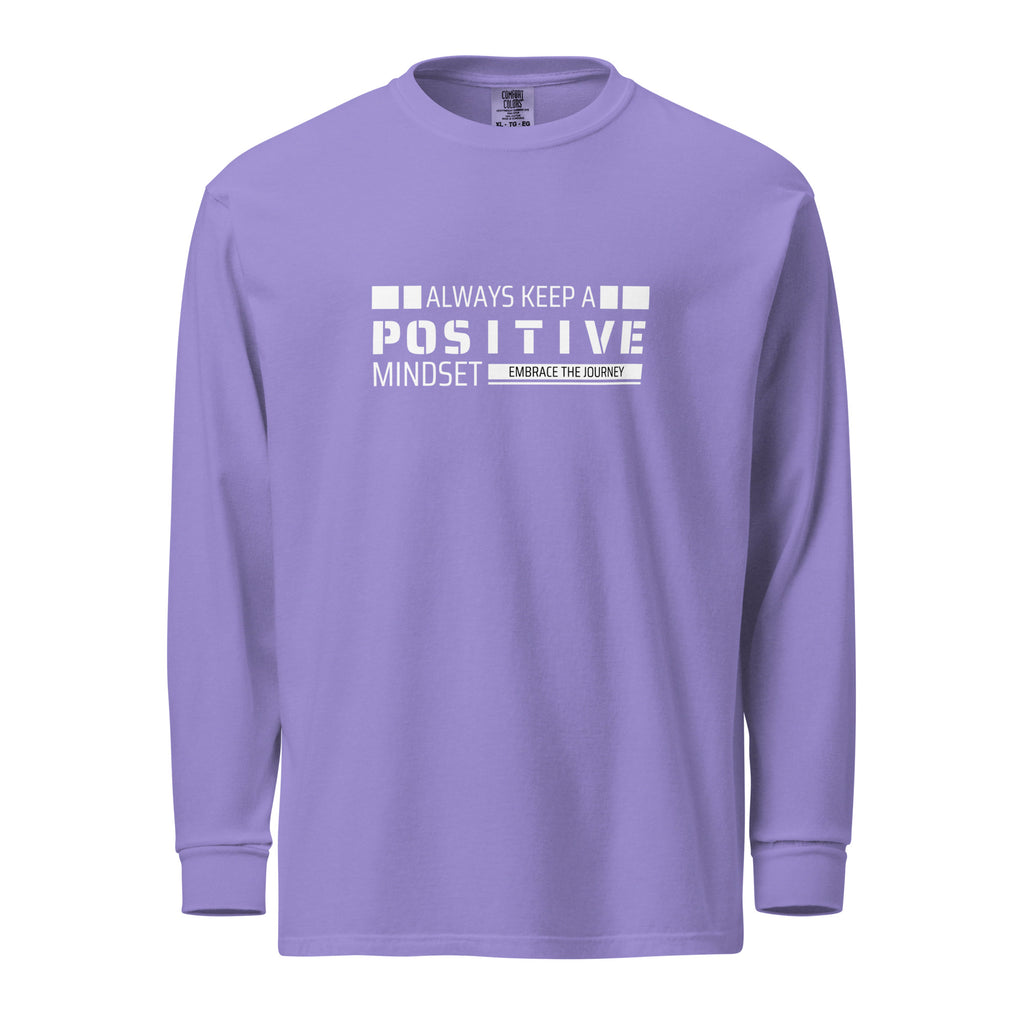 Unisex Garment-dyed heavyweight long-sleeve shirt | Always Keep A Positive Mindset long-sleeve shirt AwRans Clothing unisex-garment-dyed-heavyweight-long-sleeve-shirt-violet-front-67eab2c33e3ae