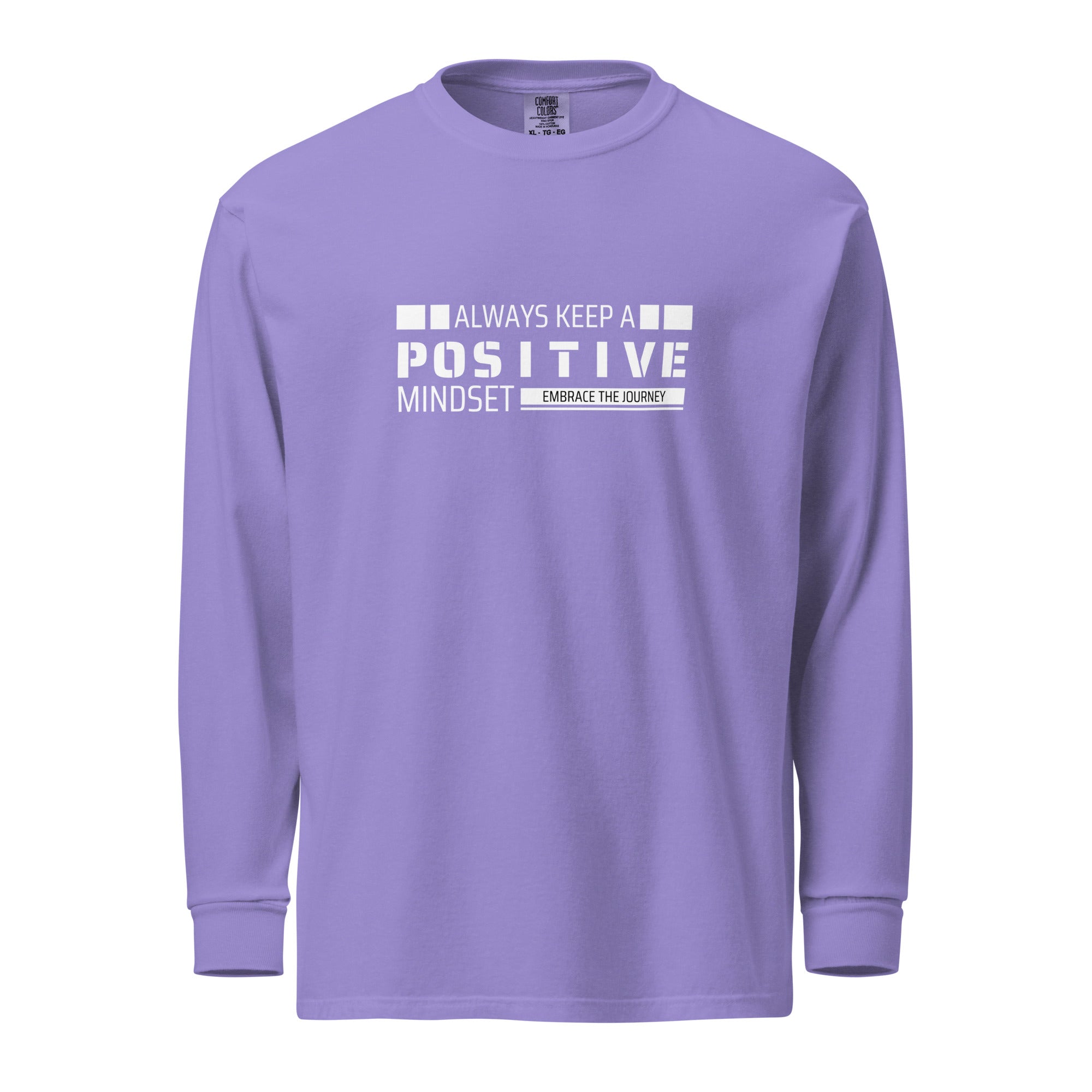 Unisex Garment-dyed heavyweight long-sleeve shirt | Always Keep A Positive Mindset long-sleeve shirt AwRans Clothing unisex-garment-dyed-heavyweight-long-sleeve-shirt-violet-front-67eab2c33e3ae