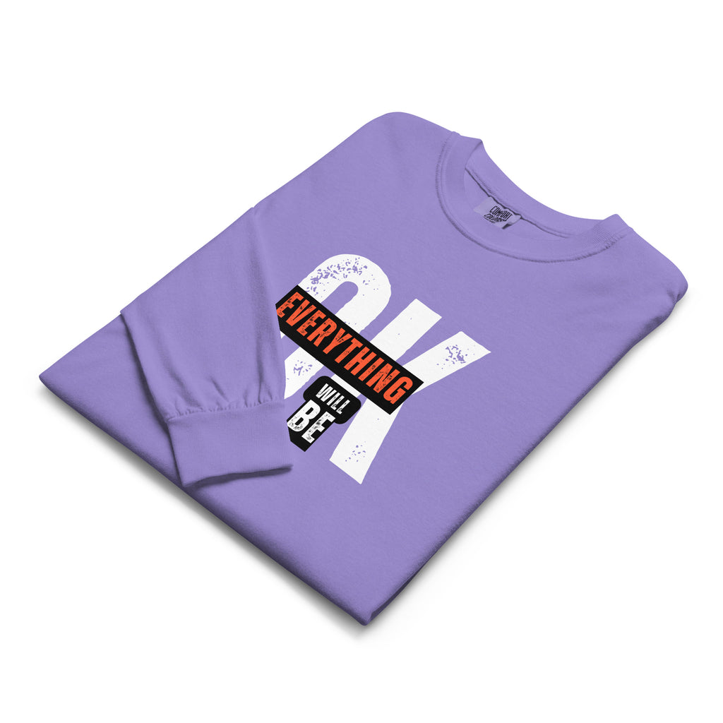 Unisex Garment-dyed heavyweight long-sleeve shirt | Everything Will Be Ok long-sleeve shirt AwRans Clothing unisex-garment-dyed-heavyweight-long-sleeve-shirt-violet-front-67eab3790142d