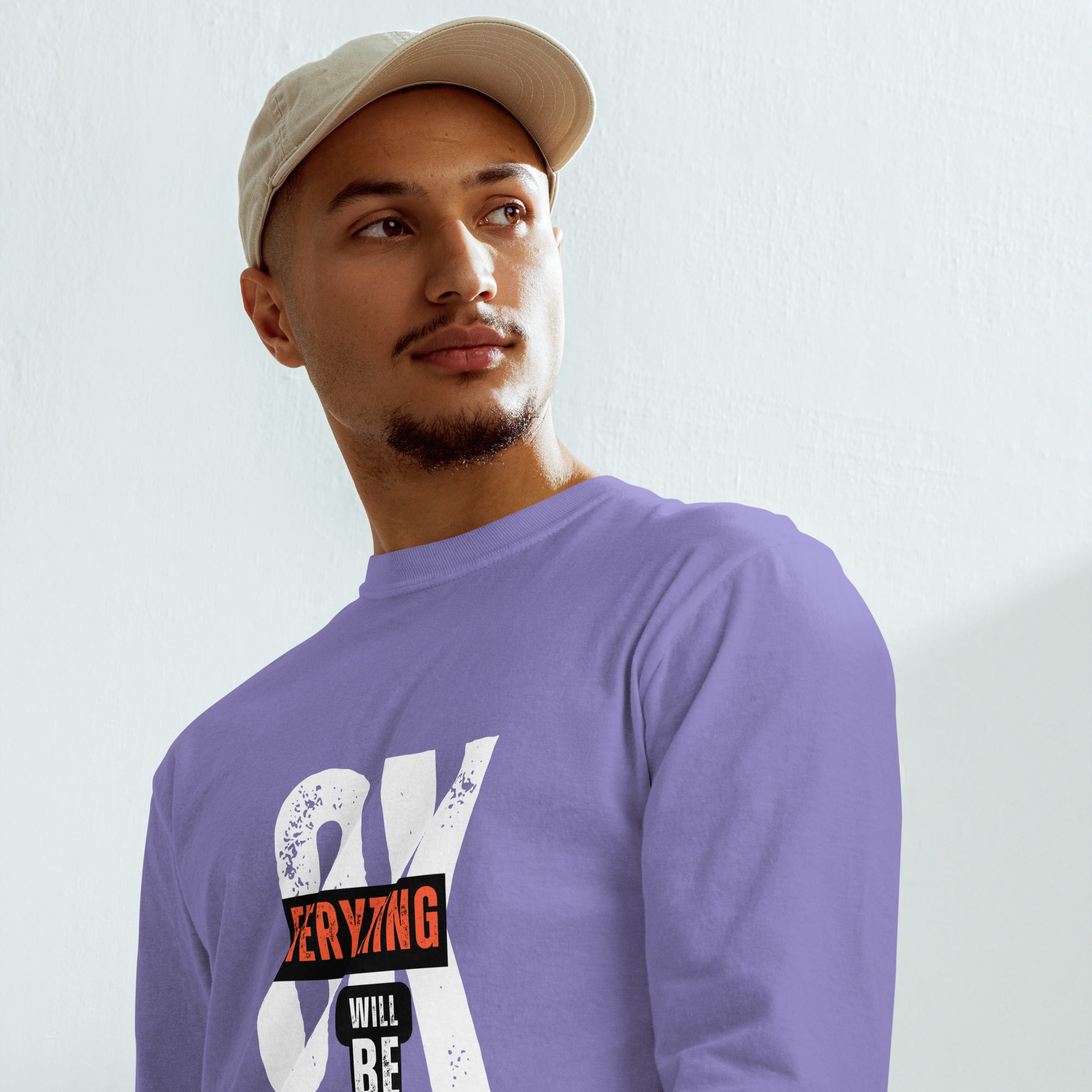 Unisex Garment-dyed heavyweight long-sleeve shirt | Everything Will Be Ok long-sleeve shirt AwRans Clothing unisex-garment-dyed-heavyweight-long-sleeve-shirt-violet-front-67eab379026e8