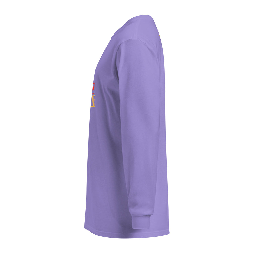 Unisex Garment-dyed heavyweight long-sleeve shirt | Be Kind To Your Mind long-sleeve shirt AwRans Clothing unisex-garment-dyed-heavyweight-long-sleeve-shirt-violet-left-67eaaff196555
