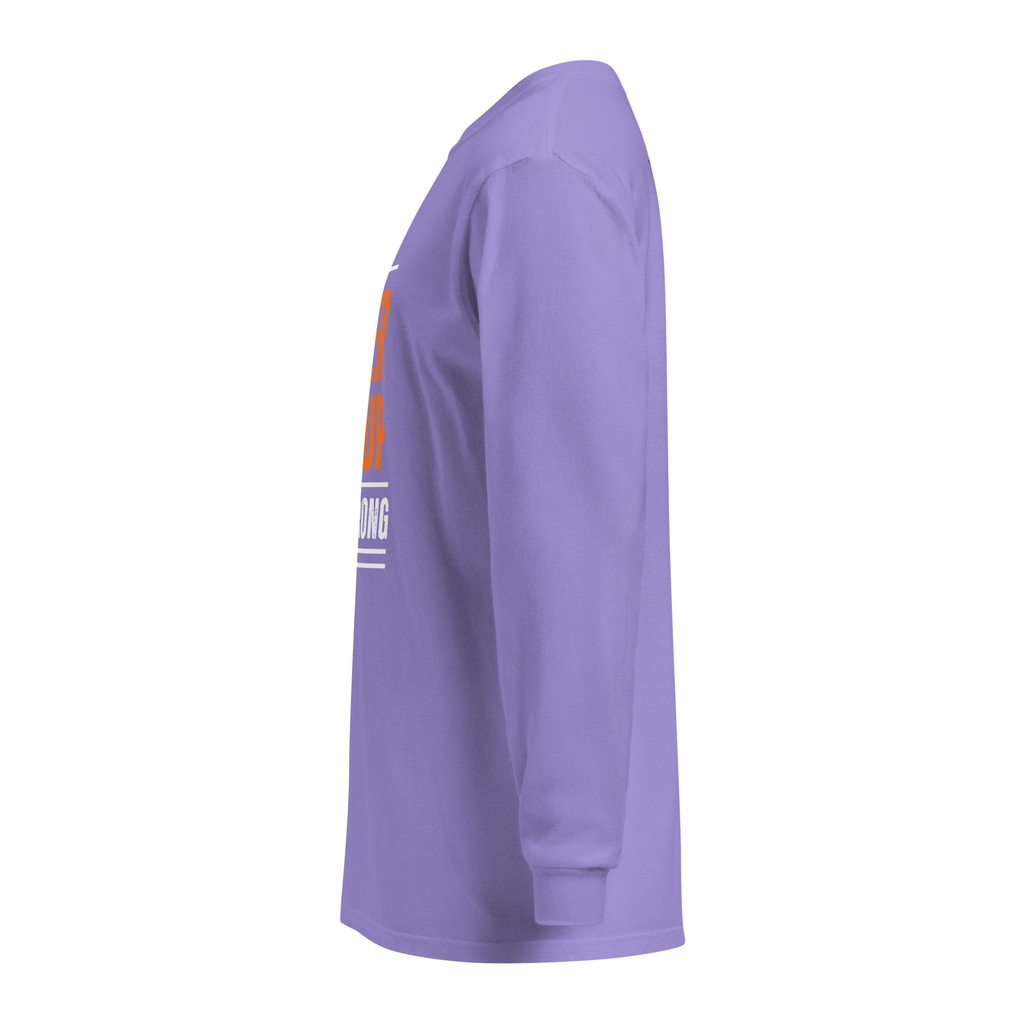 Unisex Garment-dyed heavyweight long-sleeve shirt | Always Never Give Up Stay Strong long-sleeve shirt AwRans Clothing unisex-garment-dyed-heavyweight-long-sleeve-shirt-violet-left-67eab0a3f39a4