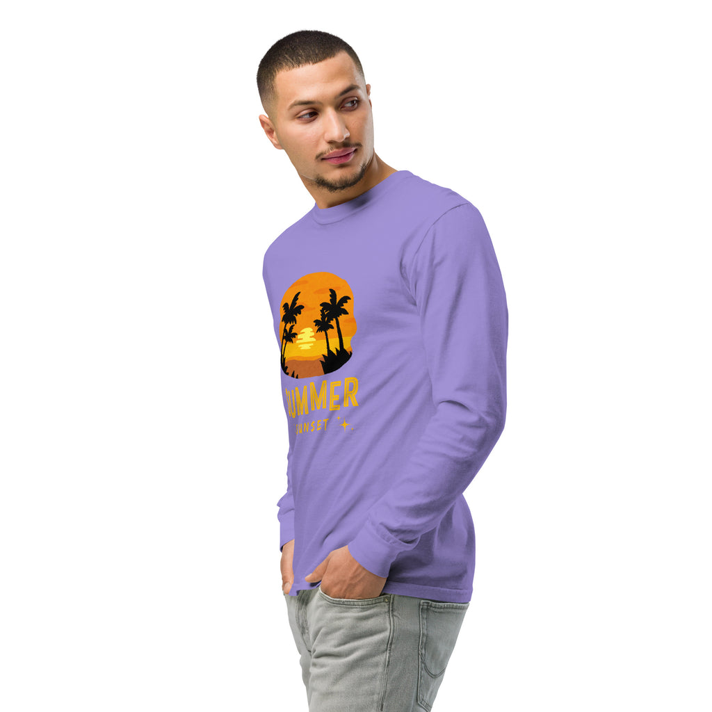 Unisex Garment-dyed heavyweight long-sleeve shirt | Summer Sunset long-sleeve shirt AwRans Clothing unisex-garment-dyed-heavyweight-long-sleeve-shirt-violet-left-front-2-67eaae924c545