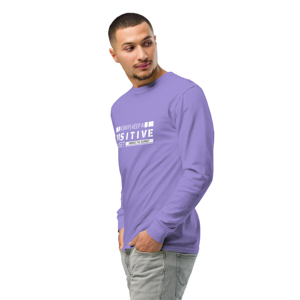 Unisex Garment-dyed heavyweight long-sleeve shirt | Always Keep A Positive Mindset long-sleeve shirt AwRans Clothing unisex-garment-dyed-heavyweight-long-sleeve-shirt-violet-left-front-2-67eab2c32d1e3
