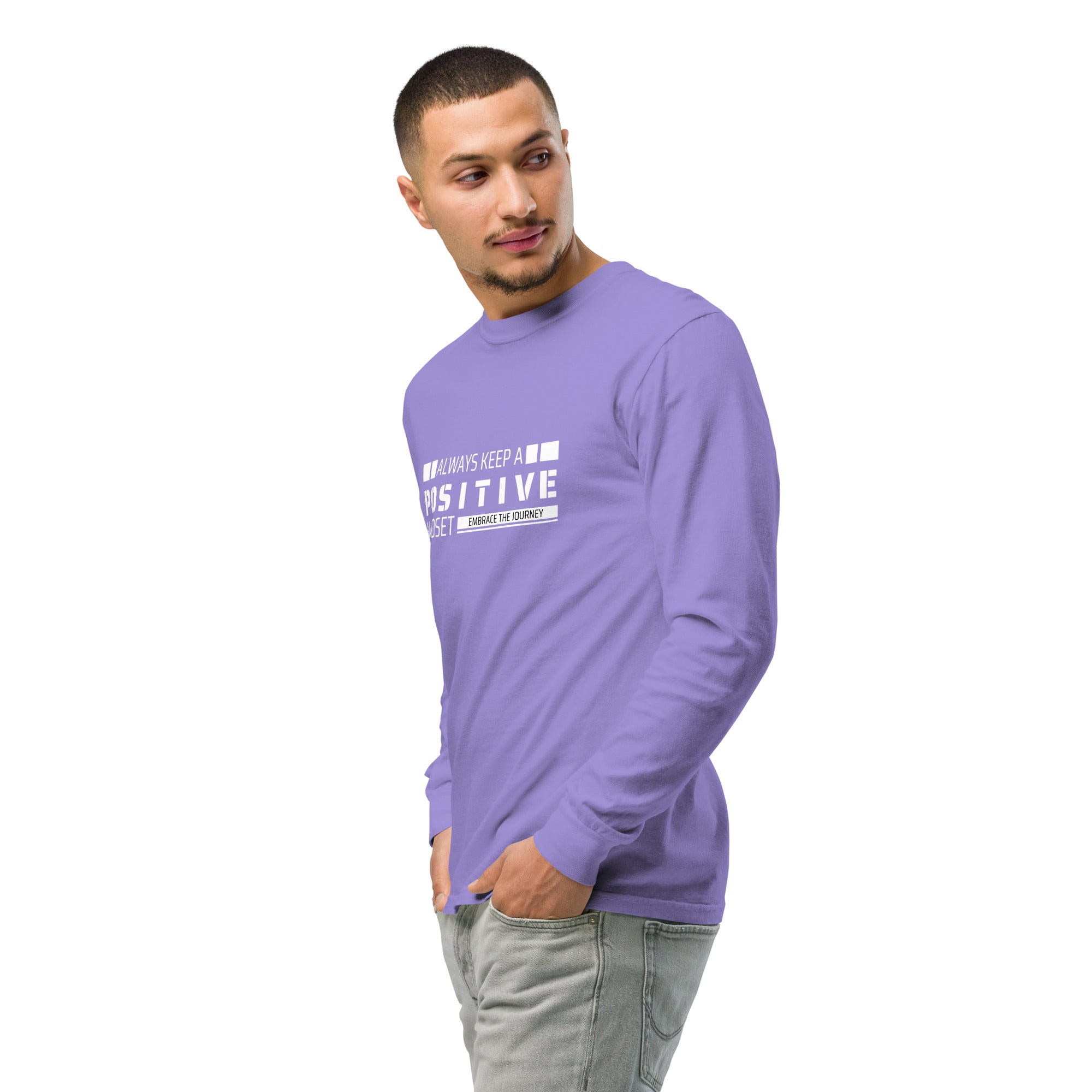 Unisex Garment-dyed heavyweight long-sleeve shirt | Always Keep A Positive Mindset long-sleeve shirt AwRans Clothing unisex-garment-dyed-heavyweight-long-sleeve-shirt-violet-left-front-2-67eab2c32d1e3