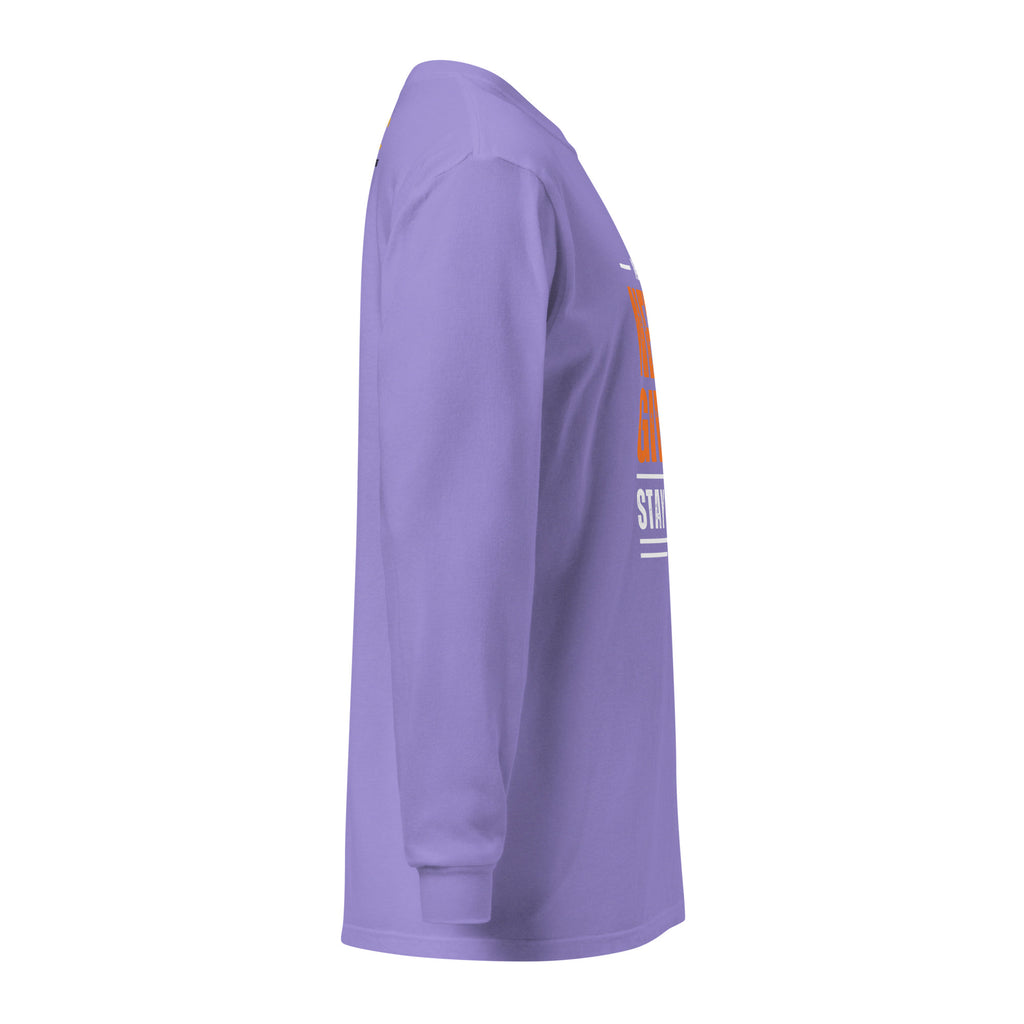 Unisex Garment-dyed heavyweight long-sleeve shirt | Always Never Give Up Stay Strong long-sleeve shirt AwRans Clothing unisex-garment-dyed-heavyweight-long-sleeve-shirt-violet-right-67eab0a3f2717