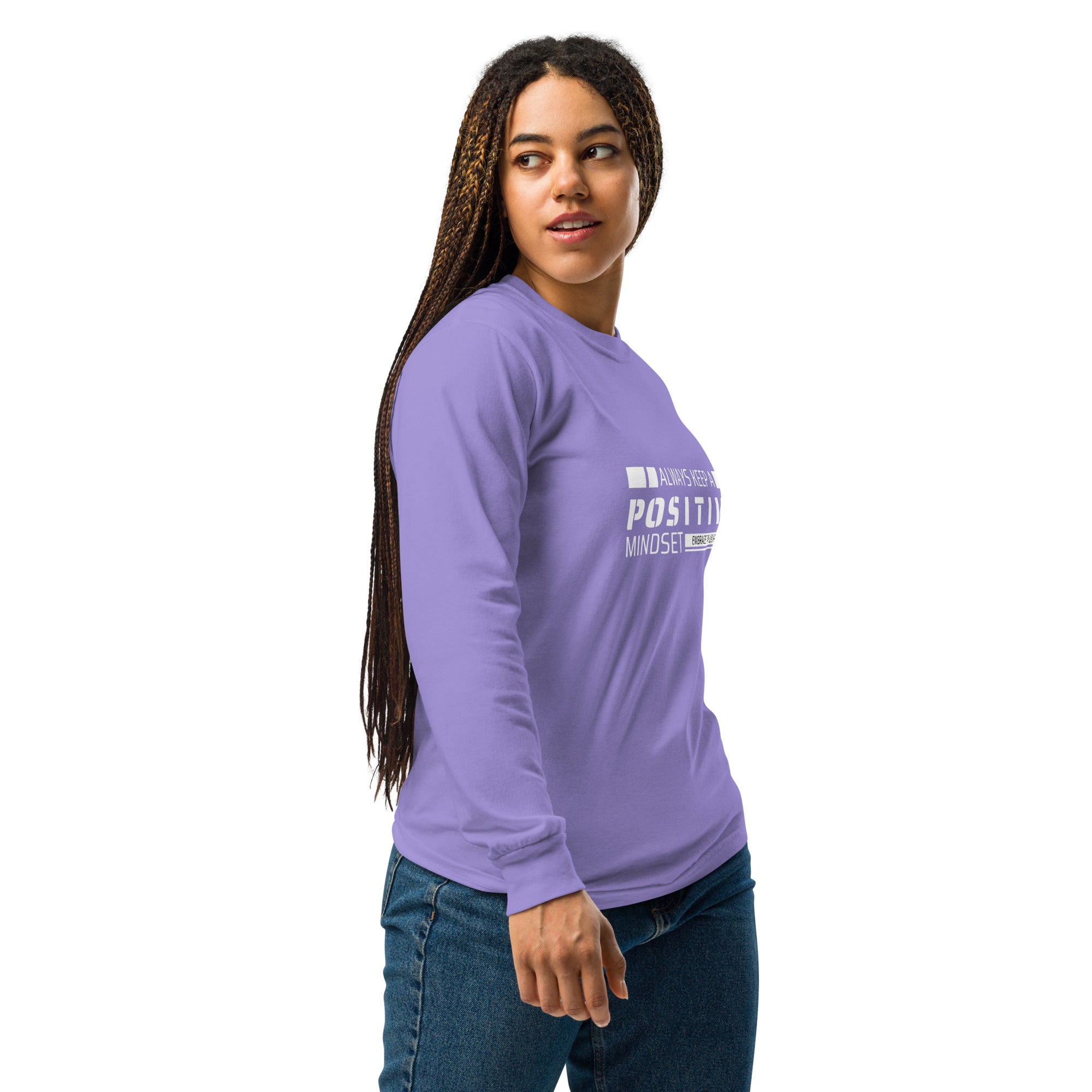 Unisex Garment-dyed heavyweight long-sleeve shirt | Always Keep A Positive Mindset long-sleeve shirt AwRans Clothing unisex-garment-dyed-heavyweight-long-sleeve-shirt-violet-right-67eab2c33bba3