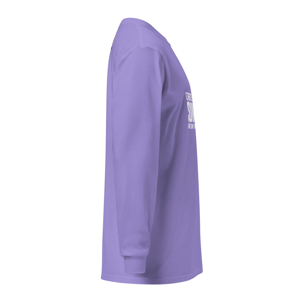 Unisex Garment-dyed heavyweight long-sleeve shirt | Create Your Sunshine long-sleeve shirt AwRans Clothing unisex-garment-dyed-heavyweight-long-sleeve-shirt-violet-right-67eab77398e79