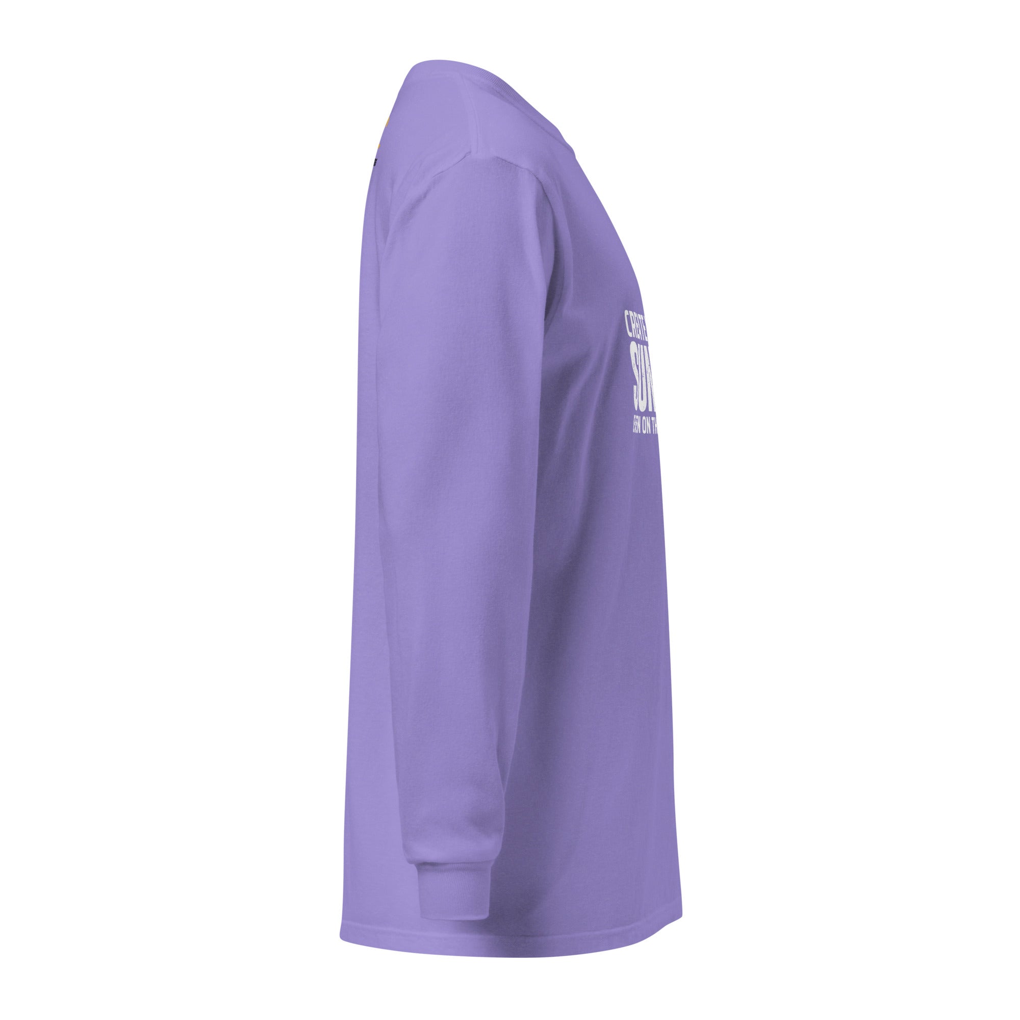 Unisex Garment-dyed heavyweight long-sleeve shirt | Create Your Sunshine long-sleeve shirt AwRans Clothing unisex-garment-dyed-heavyweight-long-sleeve-shirt-violet-right-67eab77398e79