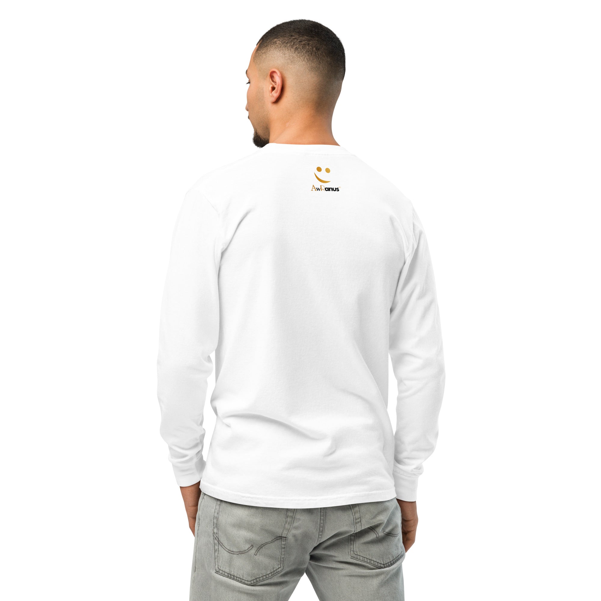 Unisex Garment-dyed heavyweight long-sleeve shirt | Be Kind To Your Mind long-sleeve shirt AwRans Clothing unisex-garment-dyed-heavyweight-long-sleeve-shirt-white-back-67eaaff1a8e98