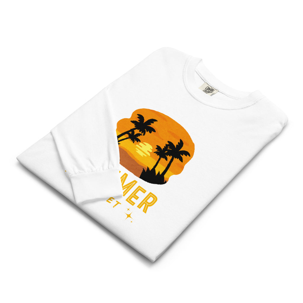 Unisex Garment-dyed heavyweight long-sleeve shirt | Summer Sunset long-sleeve shirt AwRans Clothing unisex-garment-dyed-heavyweight-long-sleeve-shirt-white-front-67eaae9260394