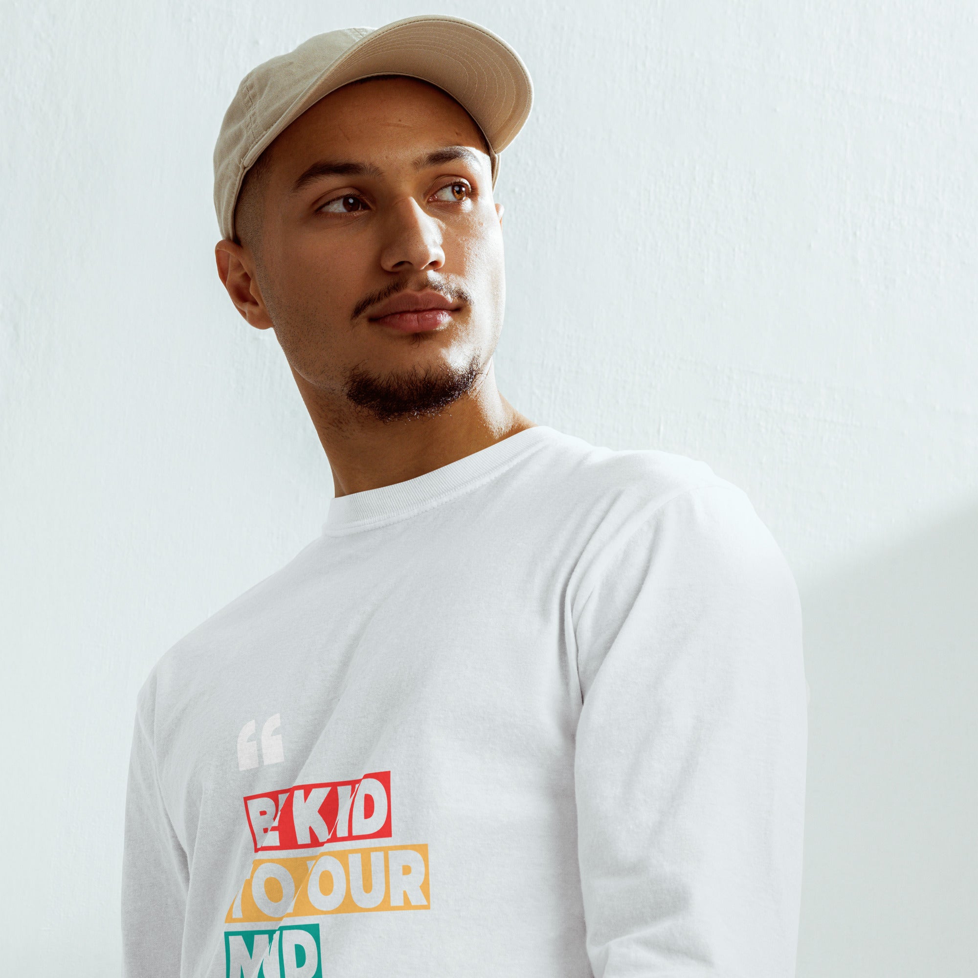 Unisex Garment-dyed heavyweight long-sleeve shirt | Be Kind To Your Mind long-sleeve shirt AwRans Clothing unisex-garment-dyed-heavyweight-long-sleeve-shirt-white-front-67eaaff1a1ca8