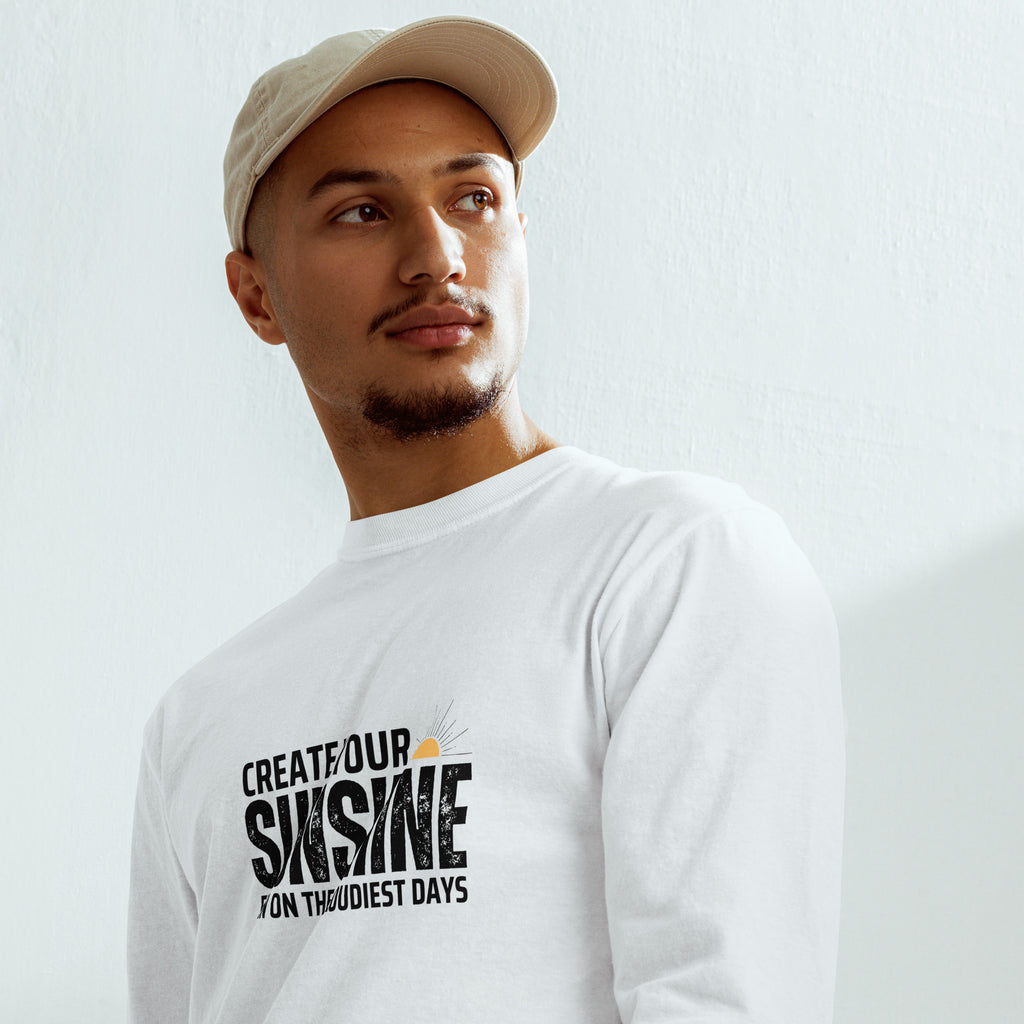 Unisex Garment-dyed heavyweight long-sleeve shirt | Create Your Sunshine long-sleeve shirt AwRans Clothing unisex-garment-dyed-heavyweight-long-sleeve-shirt-white-front-67f015d5ea6f1