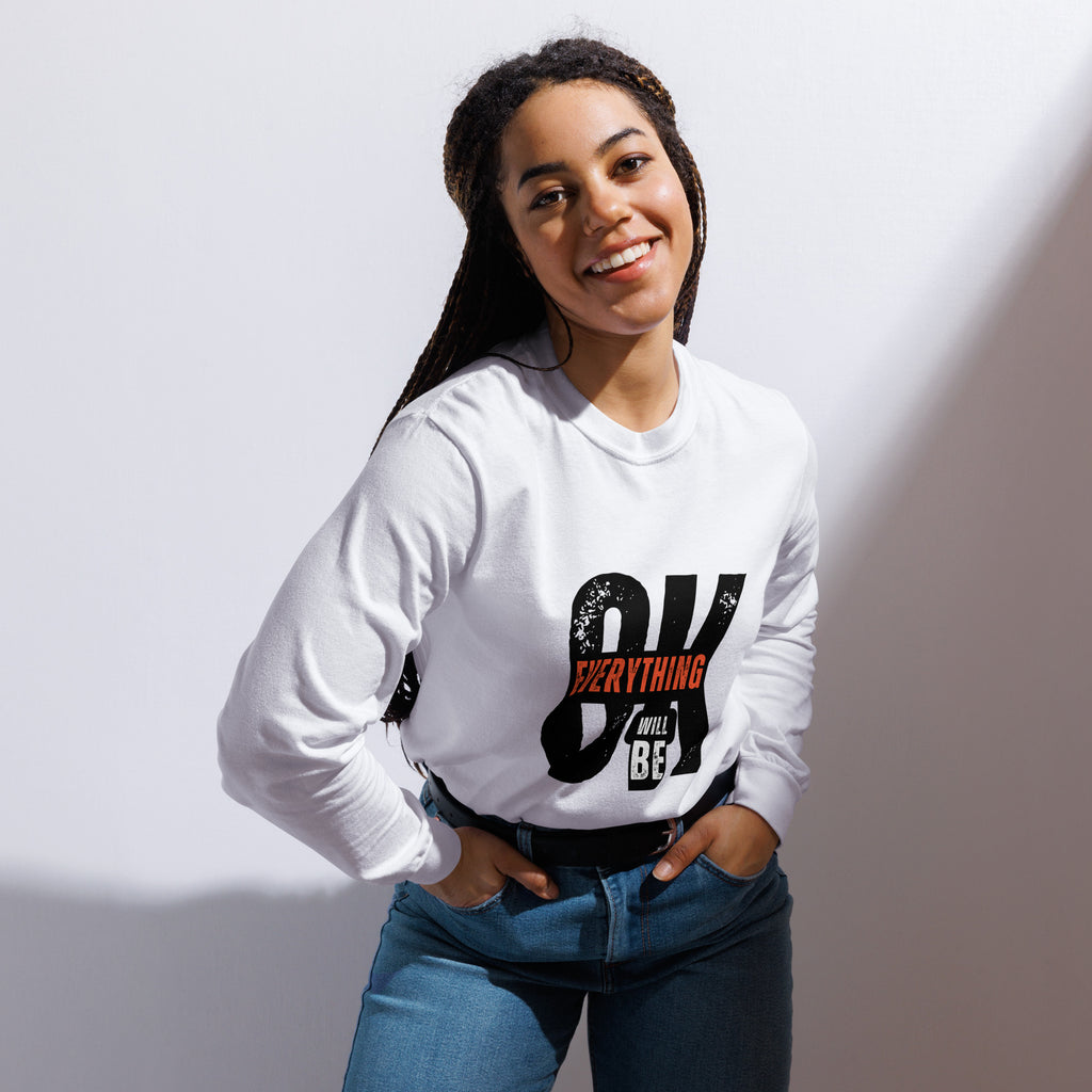 Unisex Garment-dyed heavyweight long-sleeve shirt | Everything Will Be Ok long-sleeve shirt AwRans Clothing unisex-garment-dyed-heavyweight-long-sleeve-shirt-white-front-67f03cda9a34b